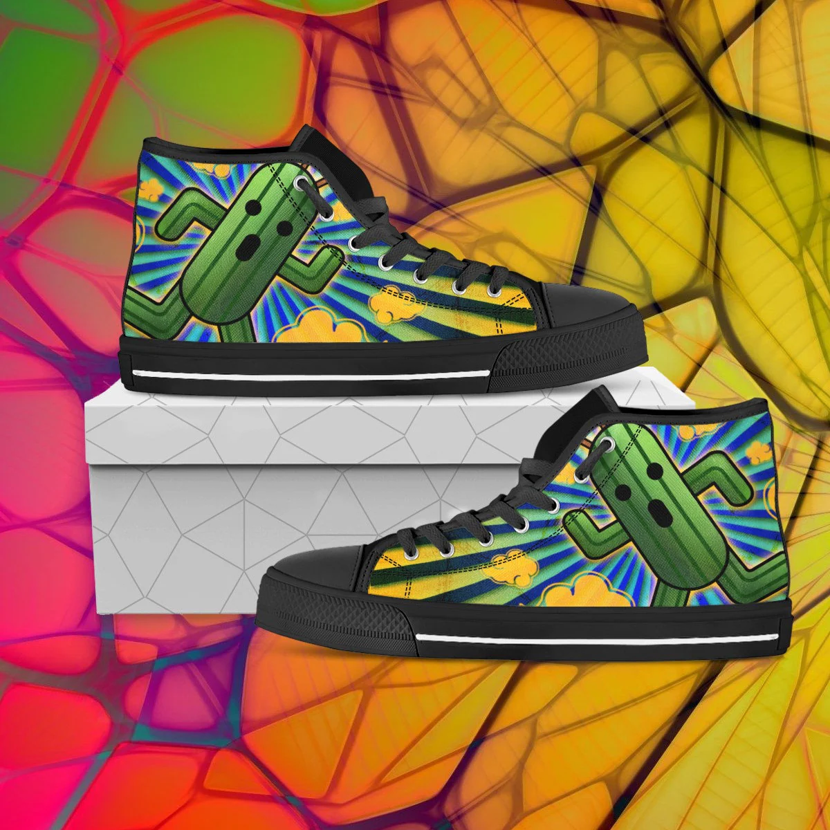 final fantasy high tops, final fantasy sneakers, Women's Men's Kid's Hi Tops, converse style, clothing, final fantasy 7 cloths cactuar shoes