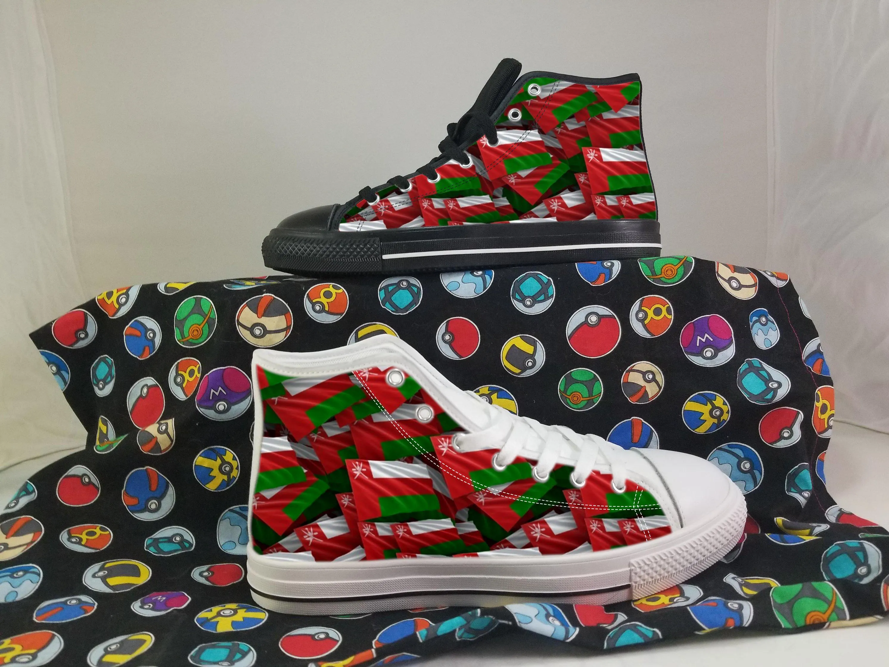 Oman Flag Converse Style Canvas Sneakers, Oman Converse Style High Tops, Comfort Walking Shoes, Oman Pattern Shoes mens womens kids