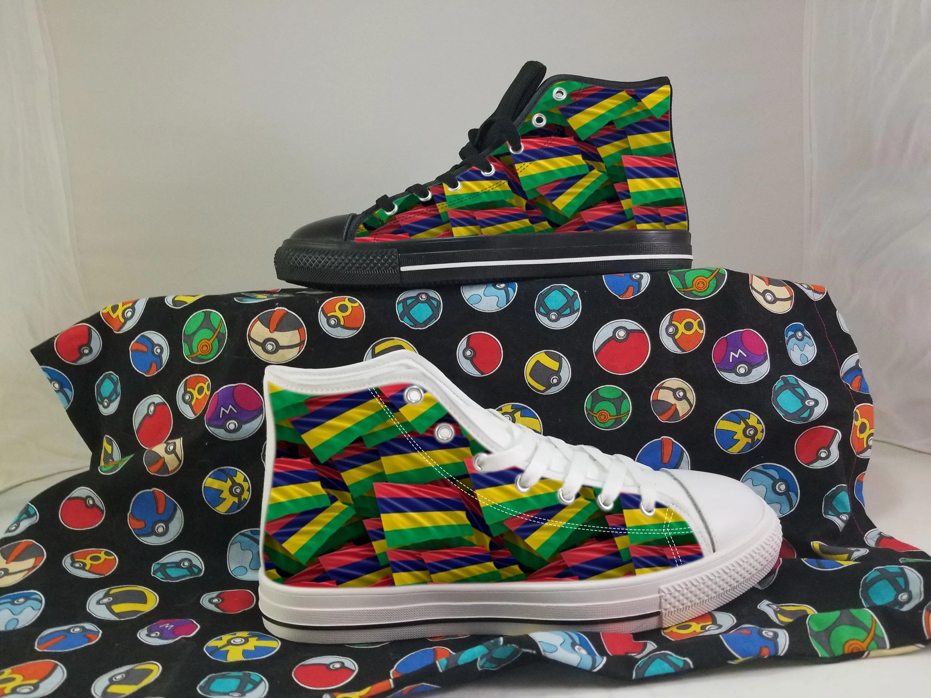 Mauritius Flag Converse Style Canvas Sneakers, Mauritius Converse Style High Tops, Comfort Walking Shoes, Mauritius Pattern Shoes mens