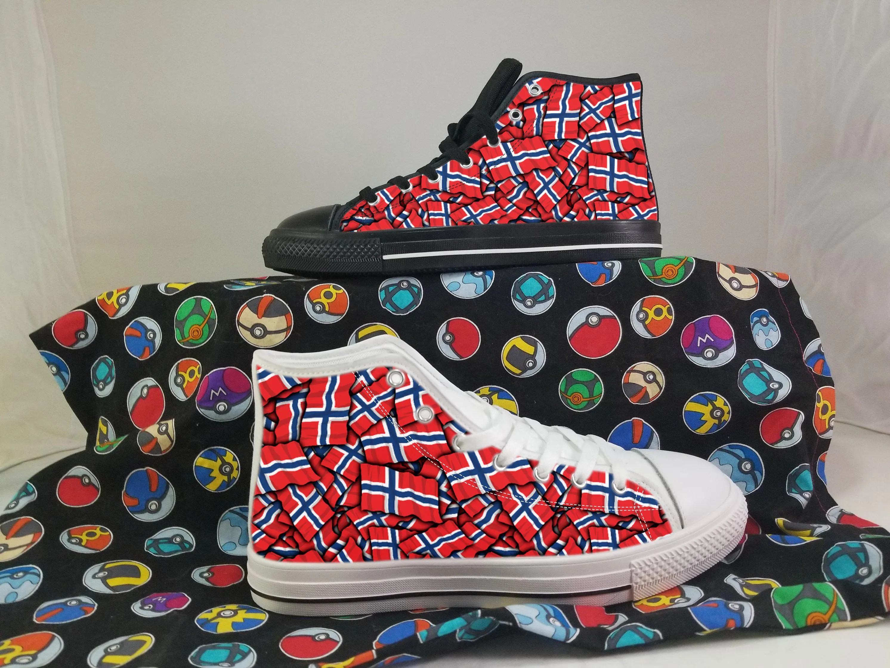 Norway Flag Converse Style Canvas Sneakers, Norway Converse Style High Tops, Comfort Walking Shoes, Norway Pattern Shoes mens womens kids