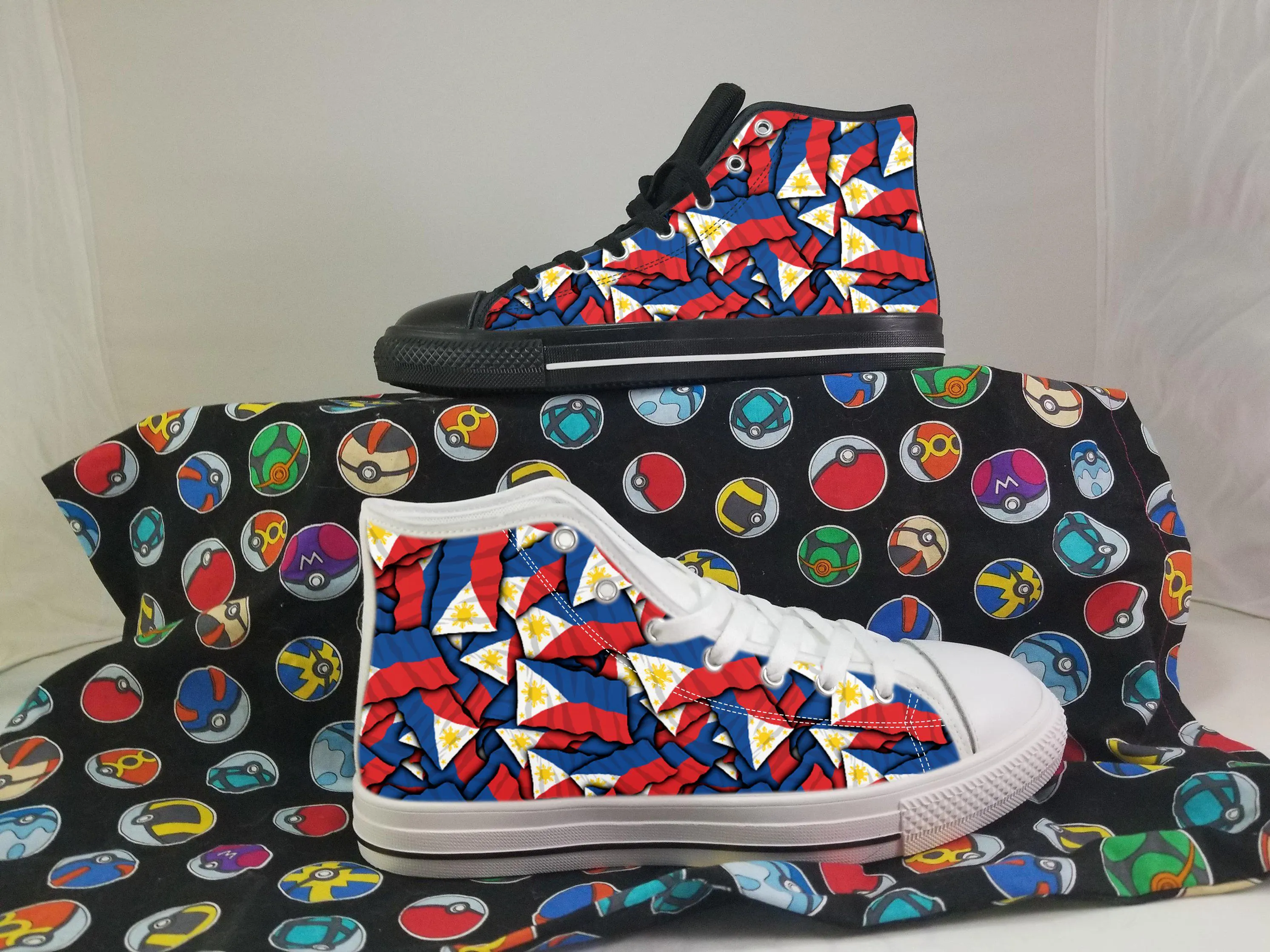 Philippines Flag Converse Style Canvas Sneakers, Philippines Converse Style High Tops, Comfort Walking Shoes, Philippines Pattern Shoes mens