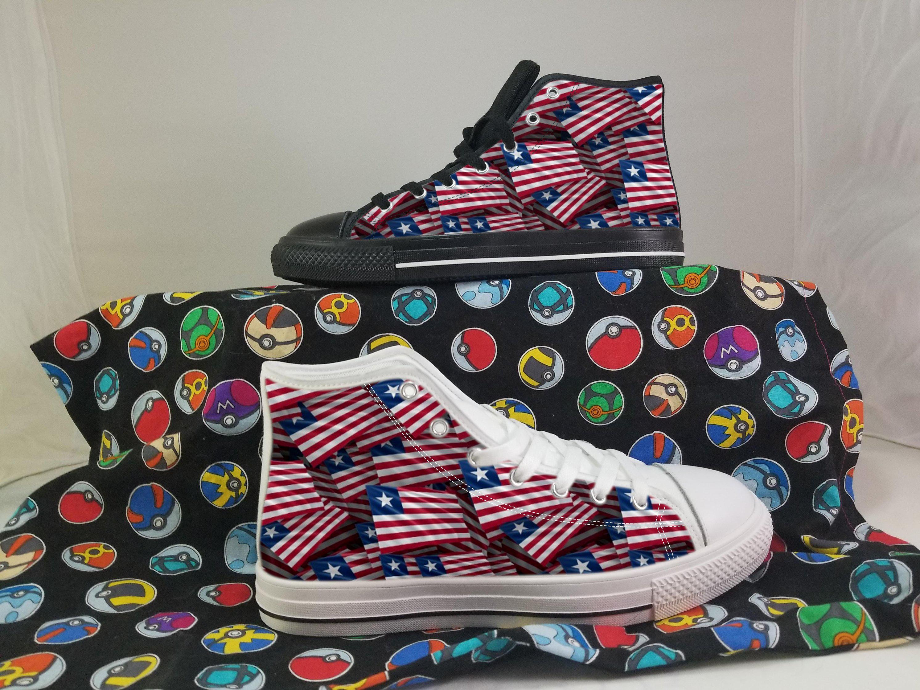 Liberia Shoes, Liberia High Top Sneaker, Liberia Fan Converse style hightop, custom shoe, mom dad child shoe
