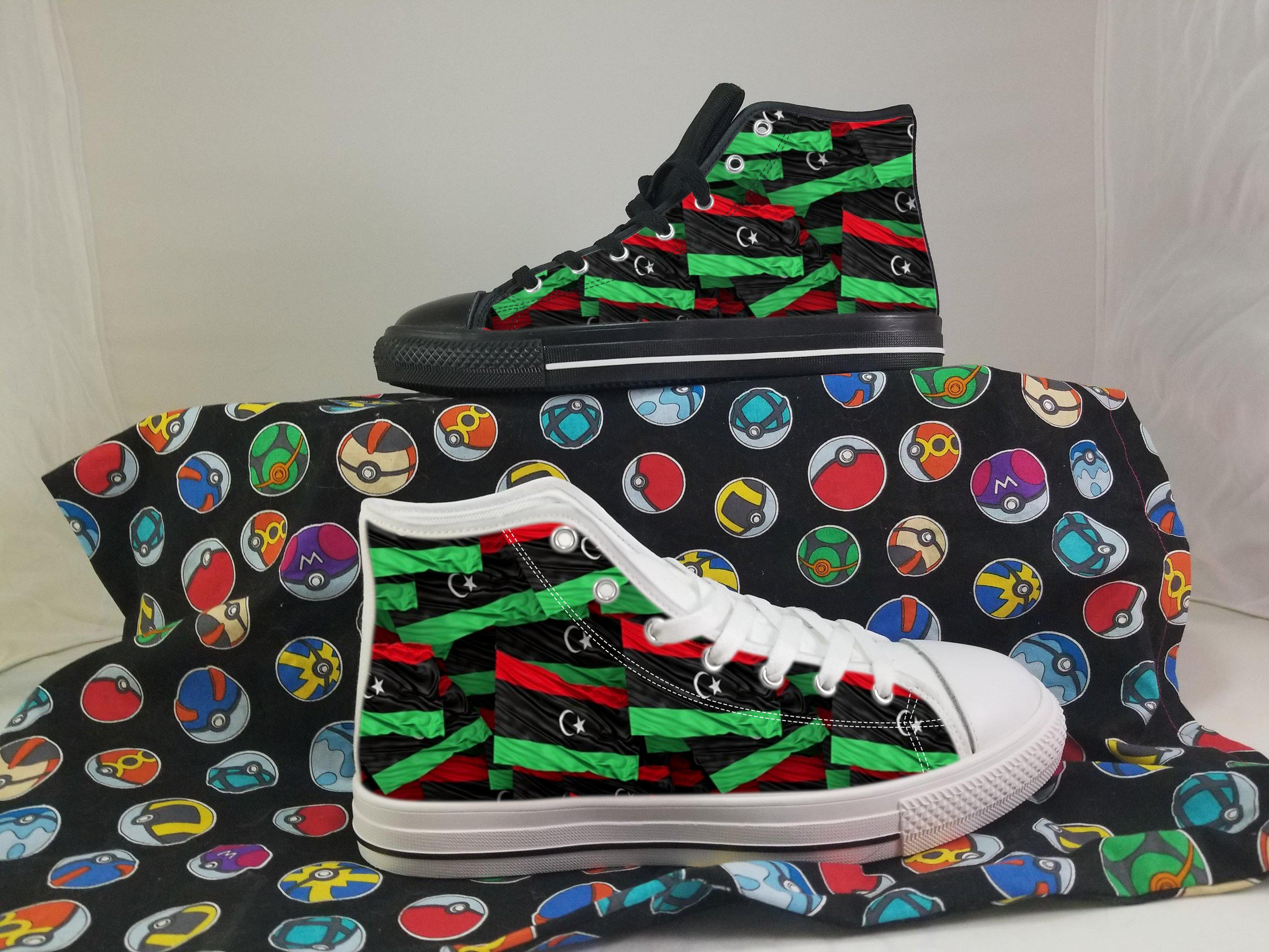 Libya Shoes, Libya High Top Sneaker, Libya Fan Converse style hightop, custom shoe, mom dad child shoe