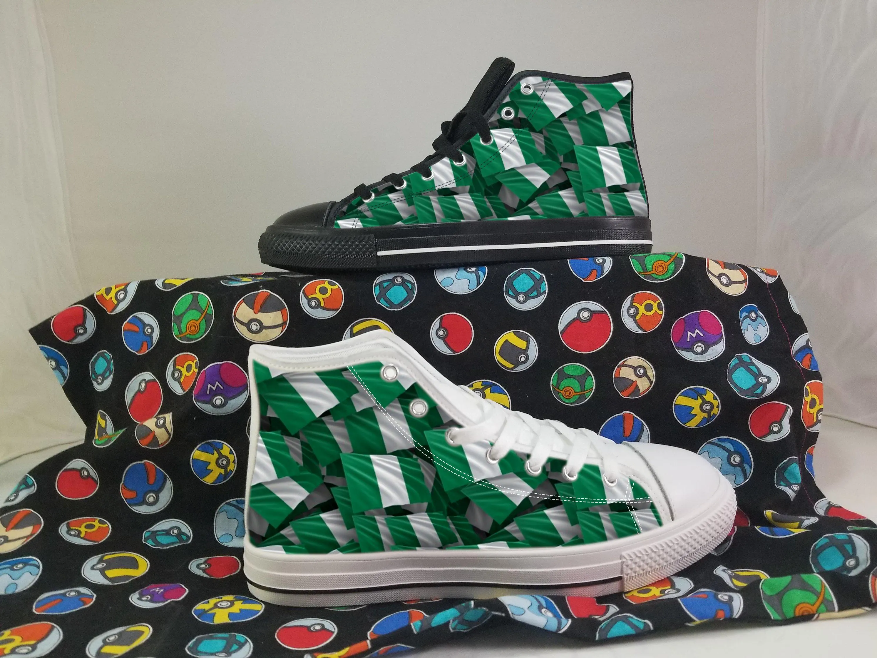 Nigeria Flag Converse Style Canvas Sneakers, Nigeria Converse Style High Tops, Comfort Walking Shoes, Nigeria Pattern Shoes mens womens kids
