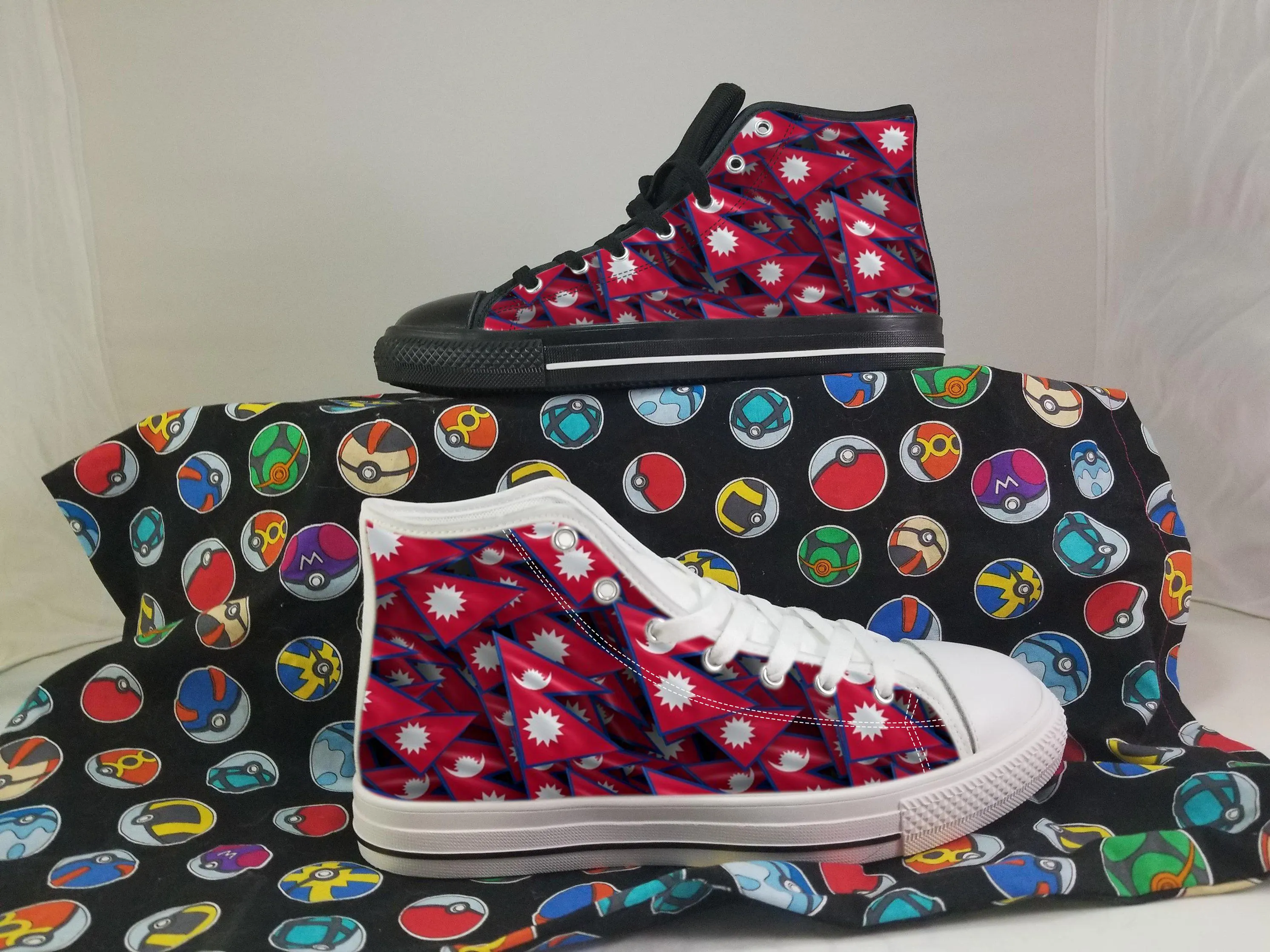 Nepal Flag Converse Style Canvas Sneakers, Nepal Converse Style High Tops, Comfort Walking Shoes, Nepal Pattern Shoes mens womens kids