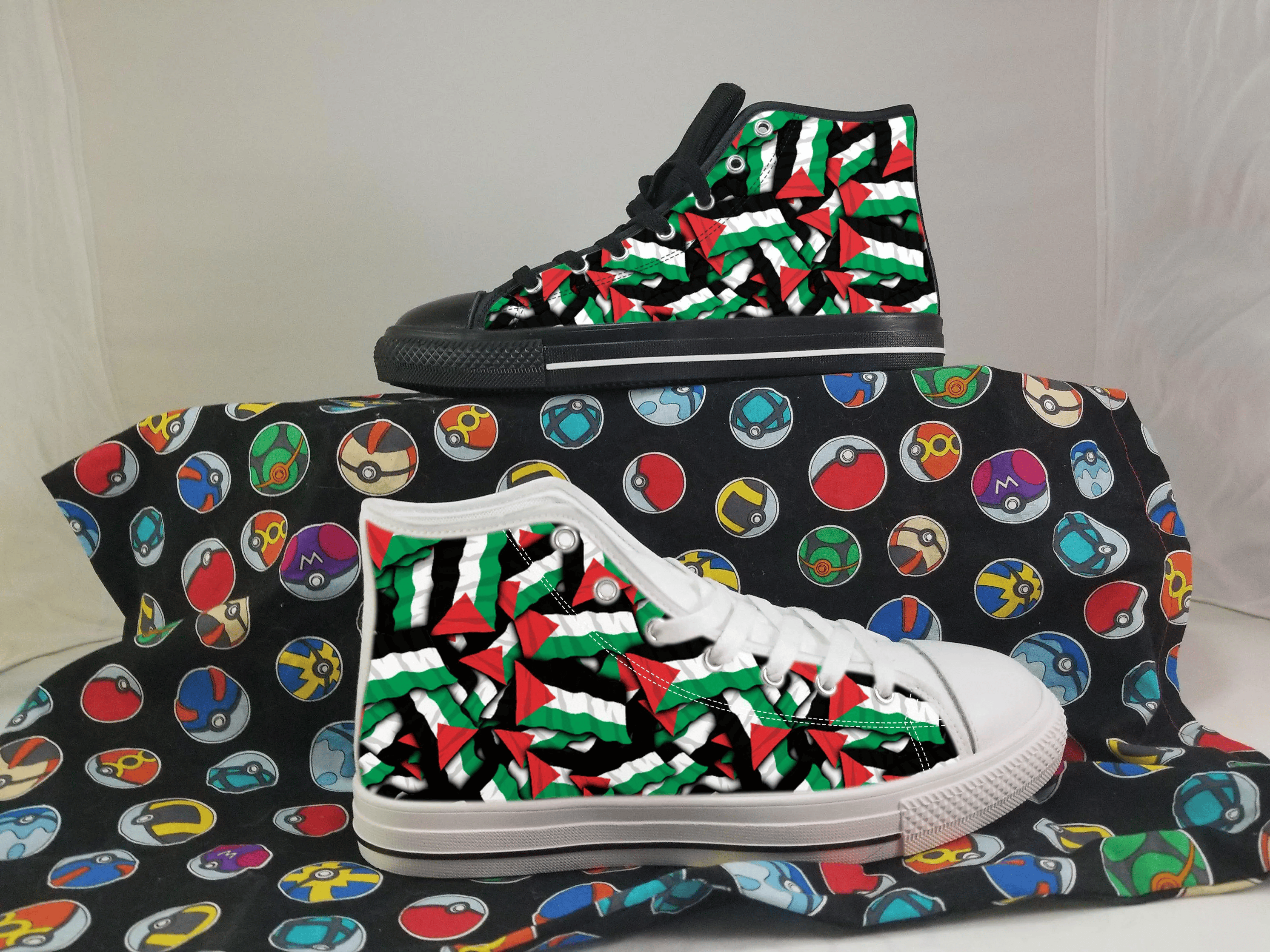 Palestine Flag Converse Style Canvas Sneakers, Palestine Converse Style High Tops, Comfort Walking Shoes, Palestine Pattern Shoes mens