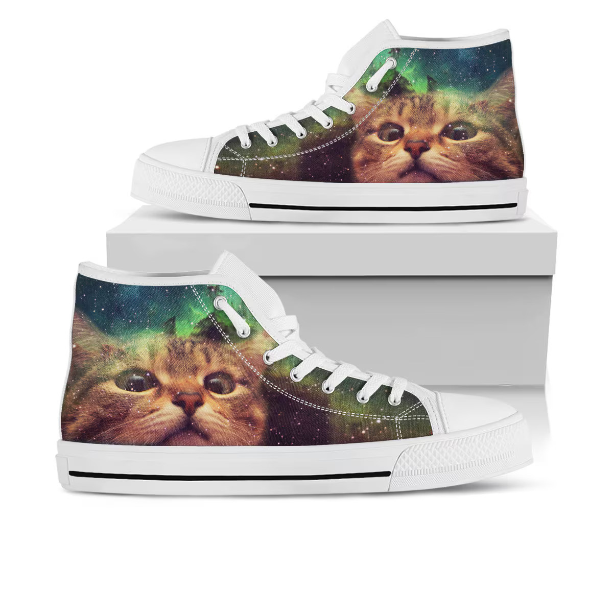 Cat Shoes, Kitten High Top Sneaker, Kitty Fan Converse style hightop, custom shoe, mom dad child shoe