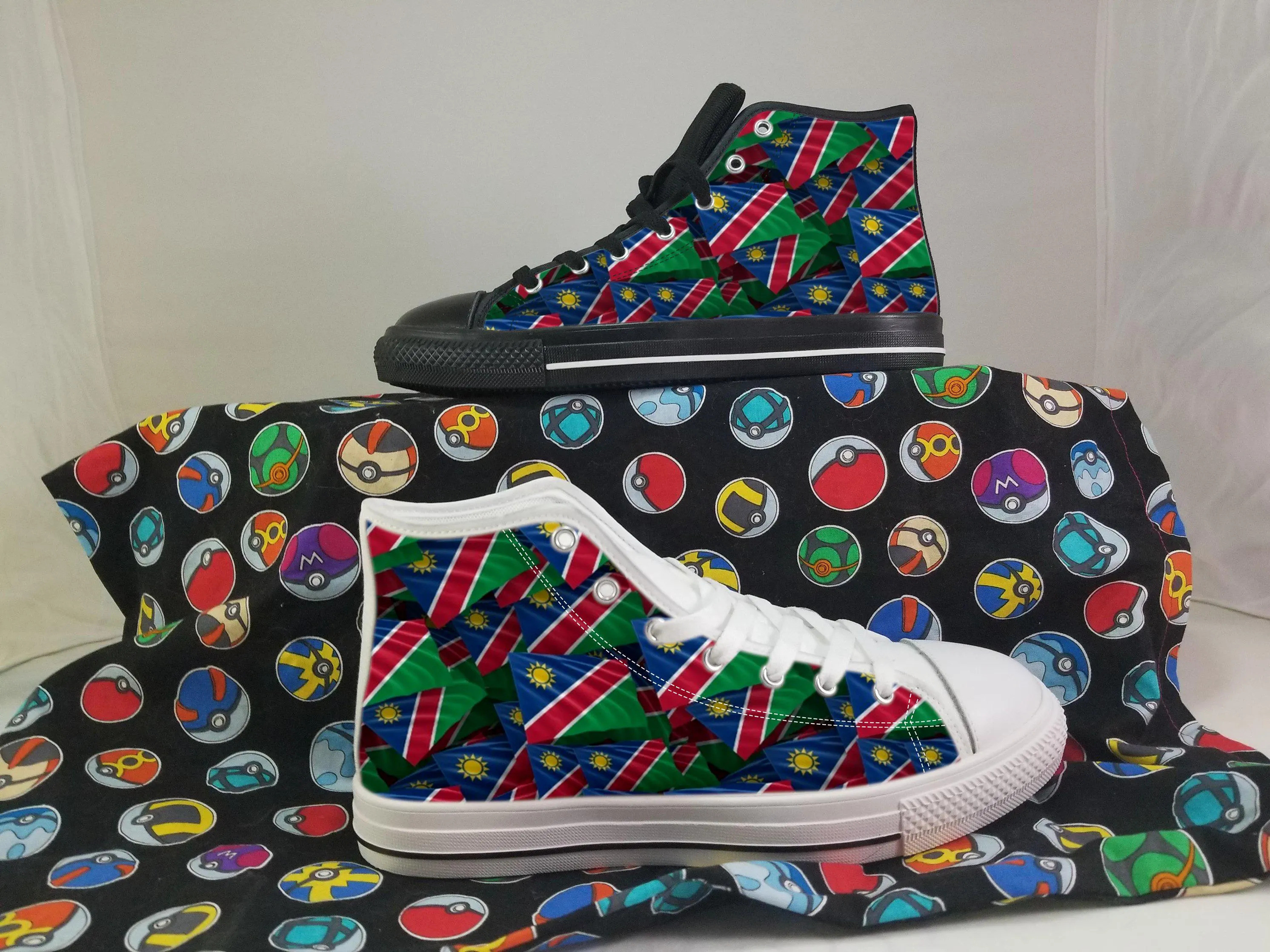 Namibia Flag Converse Style Canvas Sneakers, Namibia Converse Style High Tops, Comfort Walking Shoes, Namibia Pattern Shoes mens womens kids