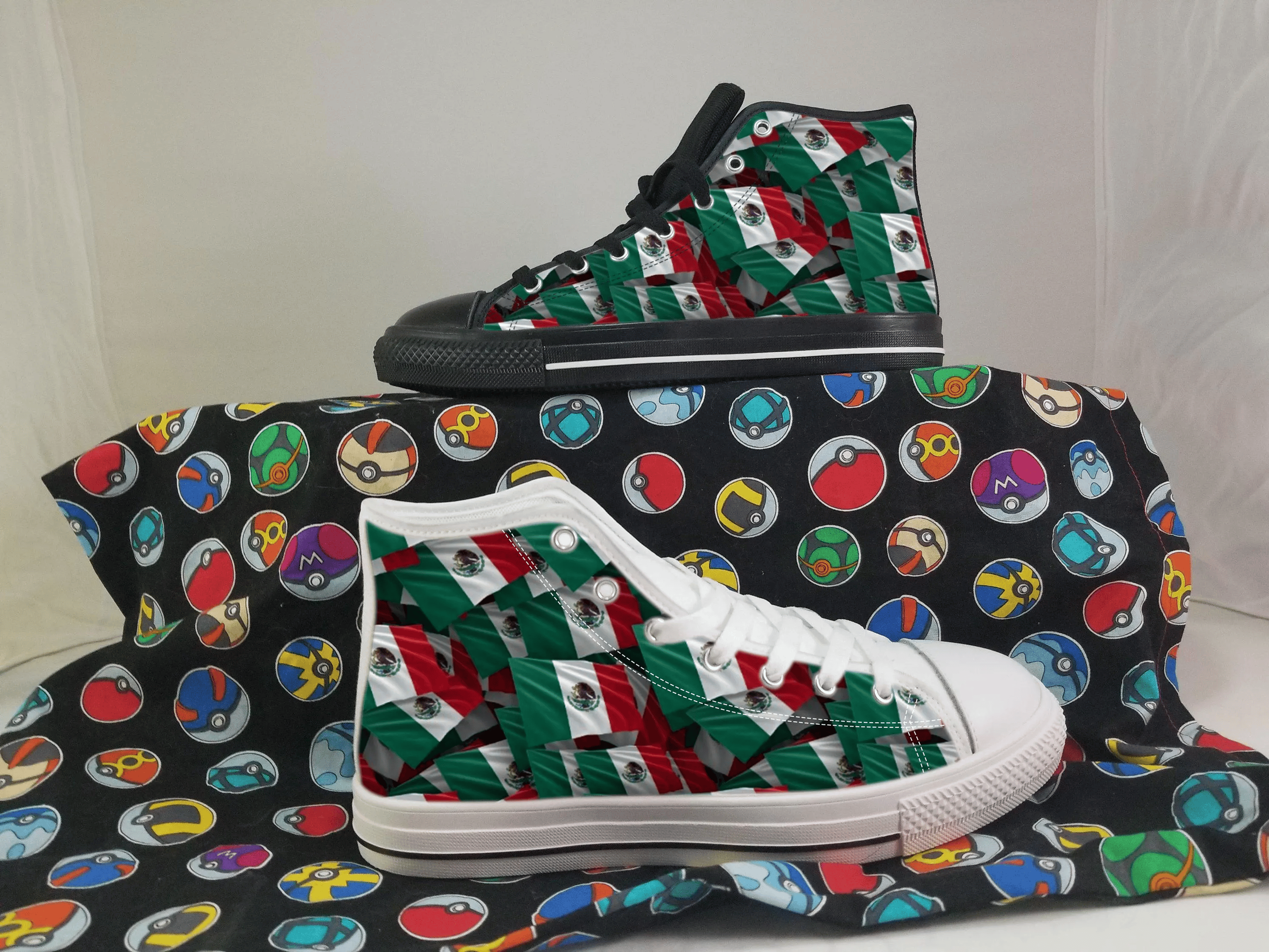 Mexico Flag Converse Style Canvas Sneakers, Mexico Converse Style High Tops, Comfort Walking Shoes, Mexico Pattern Shoes mens womens kids