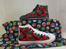 Maldives Flag Converse Style Canvas Sneakers, Maldives Converse Style High Tops, Comfort Walking Shoes, Maldives Pattern Shoes mens womens
