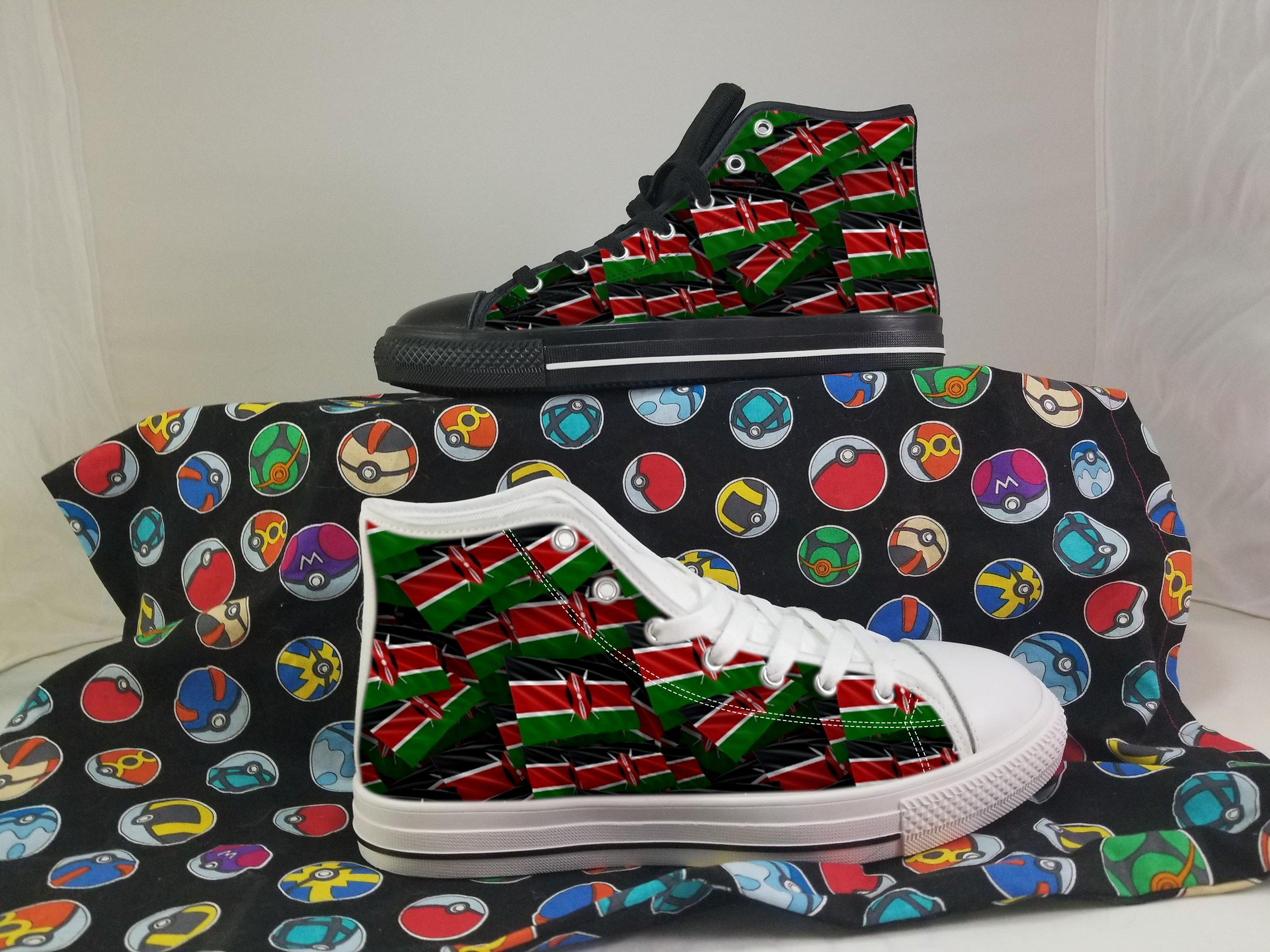 Kenya Shoes, Kenya High Top Sneaker, Kenya Fan Converse style hightop, custom shoe, mom dad child shoe