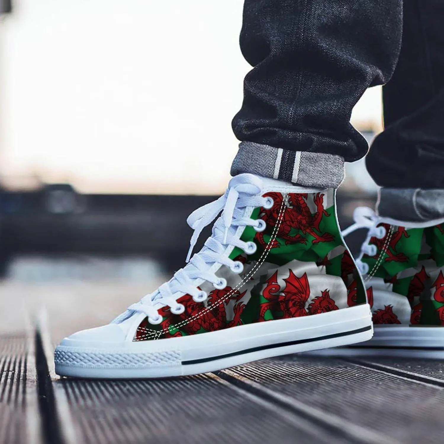 Wales Flag Sneakers, Converse Style Shoes, Casual Shoes for Men and Women, Comfortable Daily Wear Shoes, Stylish Streetwear