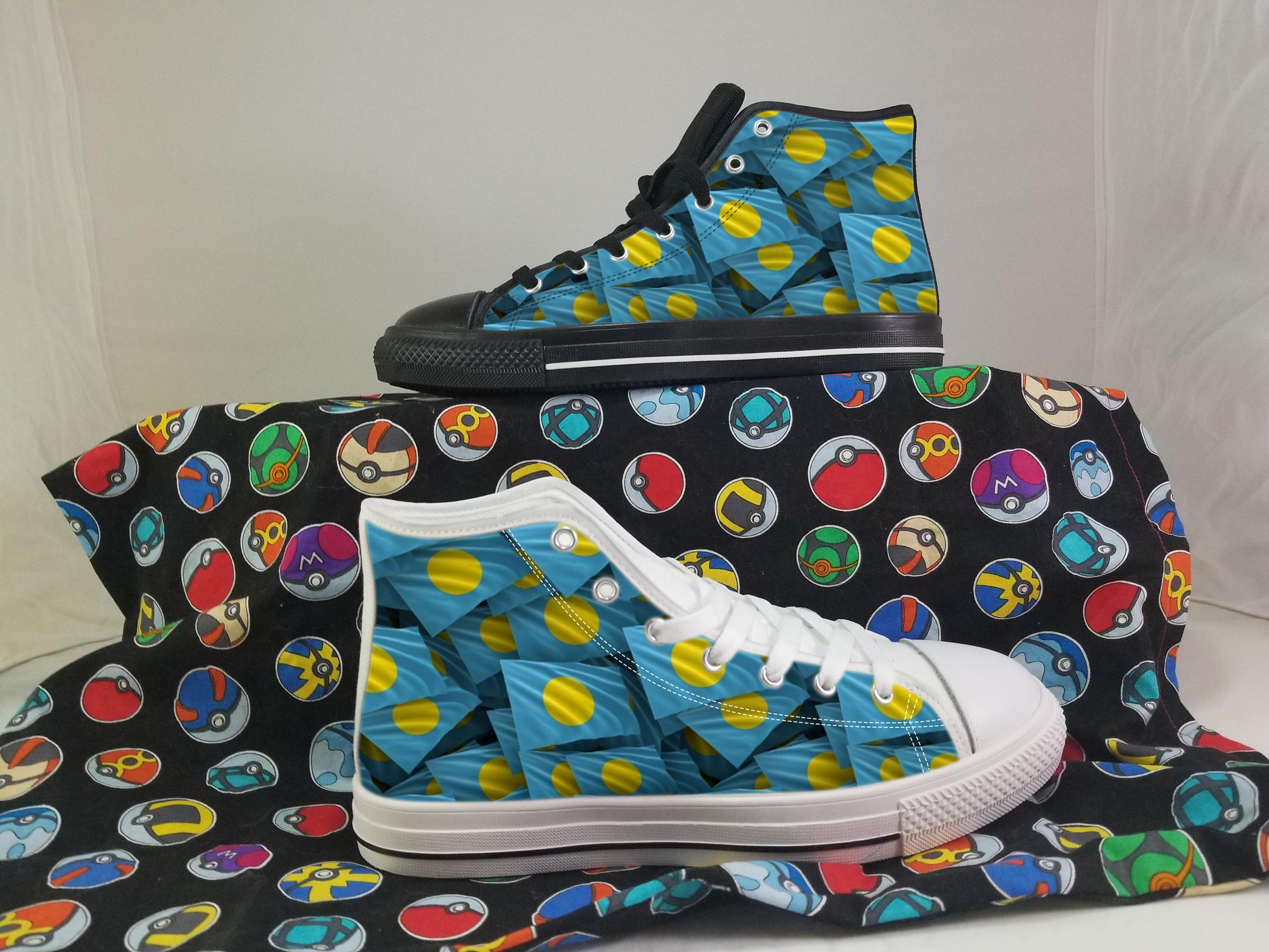 Palau Flag Converse Style Canvas Sneakers, Palau Converse Style High Tops, Comfort Walking Shoes, Palau Pattern Shoes mens womens kids