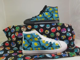 Palau Flag Converse Style Canvas Sneakers, Palau Converse Style High Tops, Comfort Walking Shoes, Palau Pattern Shoes mens womens kids