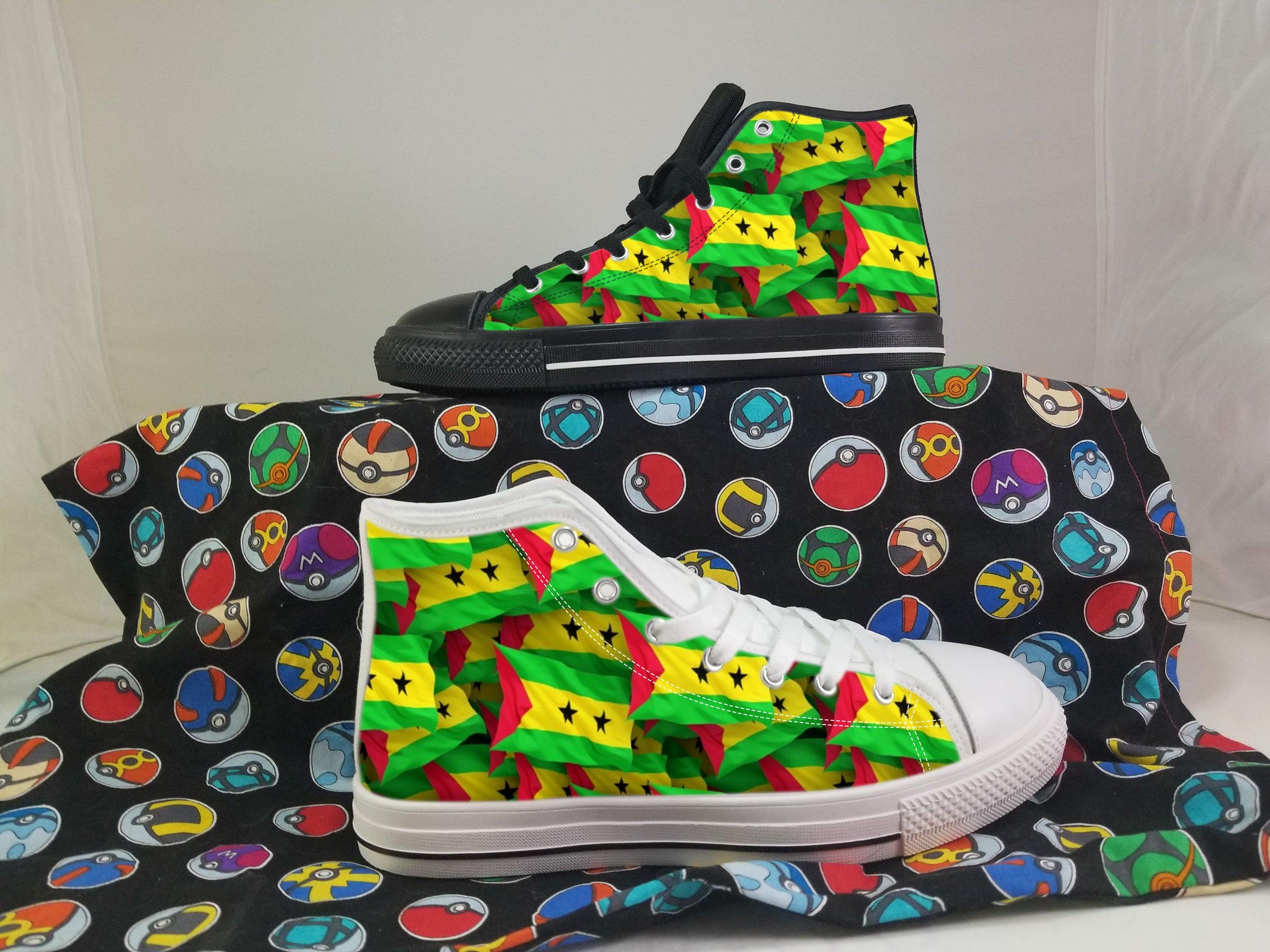 Sao Tome and Principe Shoes, Sao Tome and Principe High Top Sneaker, Sao Tome and Principe Fan Converse style hightop, custom shoe, mom dad