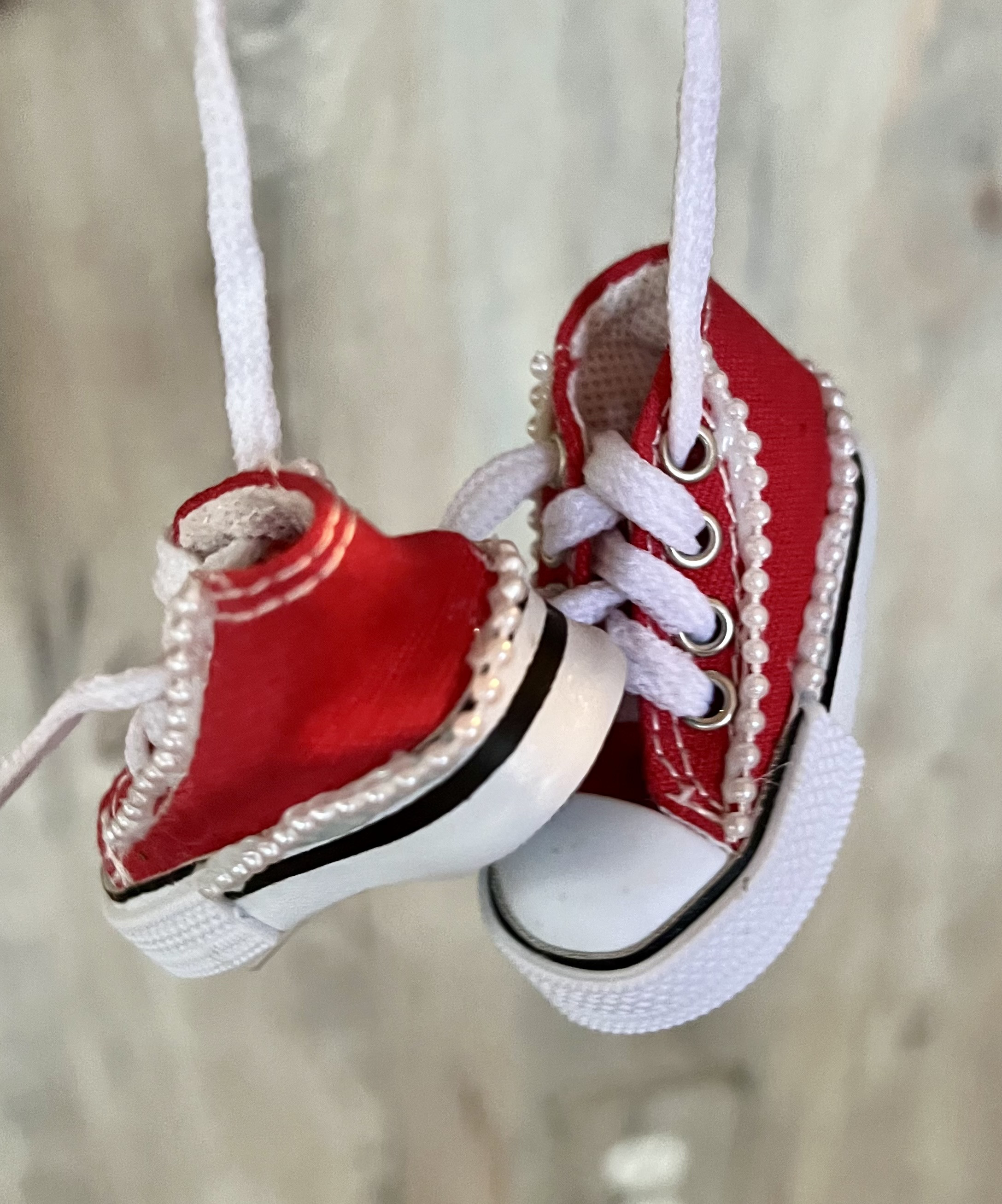 Red Mini Chucks with Pearls