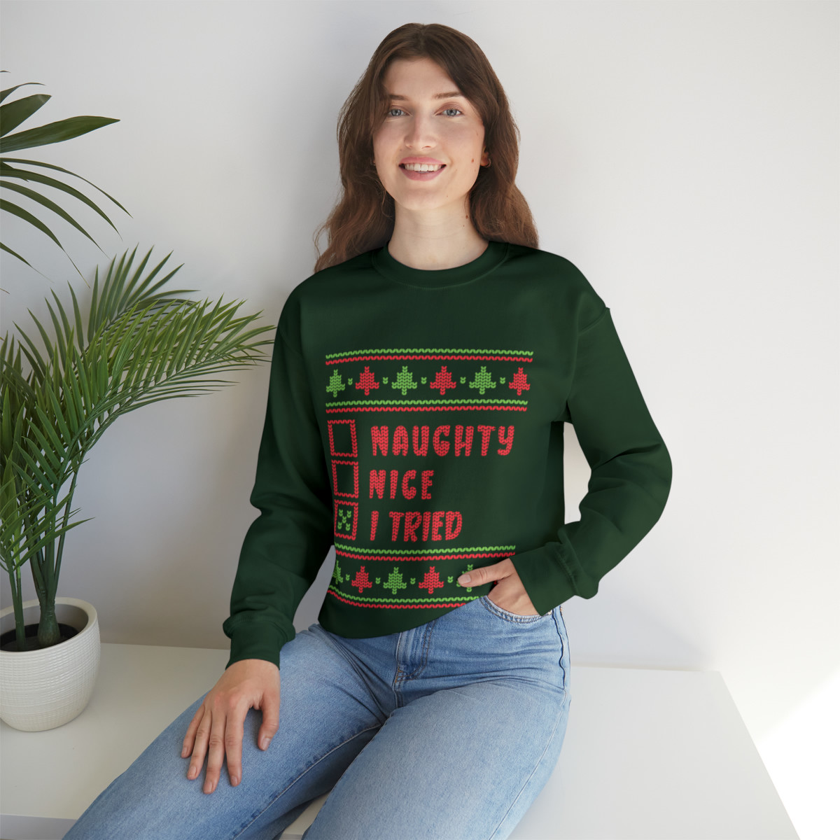 Naughty Nice Christmas Sweatshirt, Santa Merry Christmas Sweater, Funny Hoodie, xmas Gift, Ugly Sweater Party, Vintage santa Sweatshirt