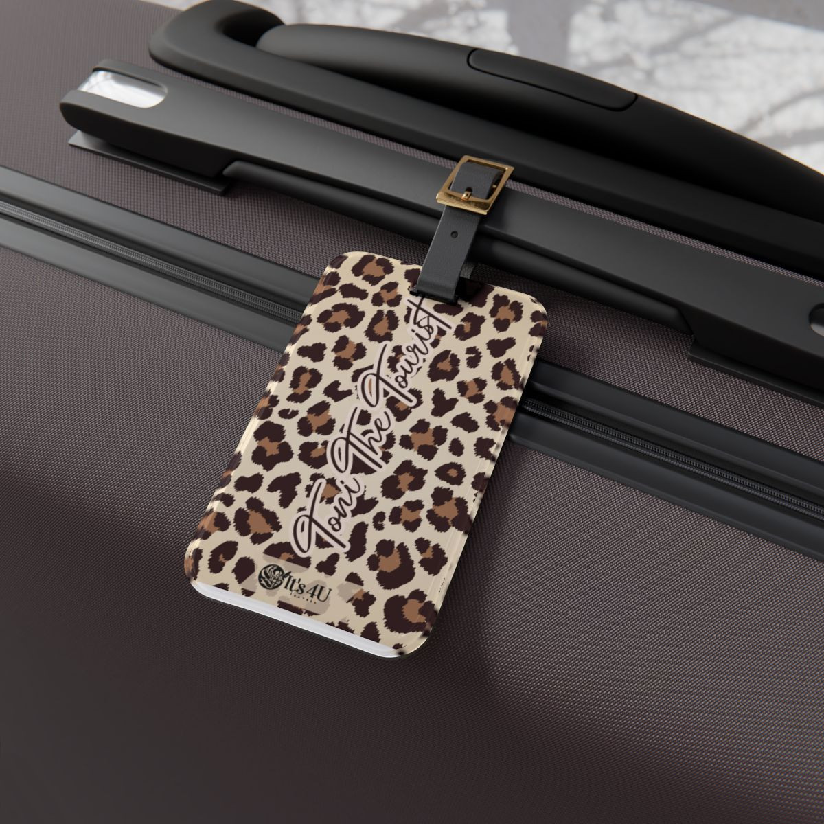 Toni The Tourist Personalized Leopard Luggage Tag Acrylic