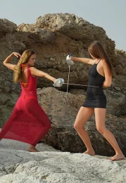 Fencing duel in the rocks - Jillian vs Tess - 125 Images