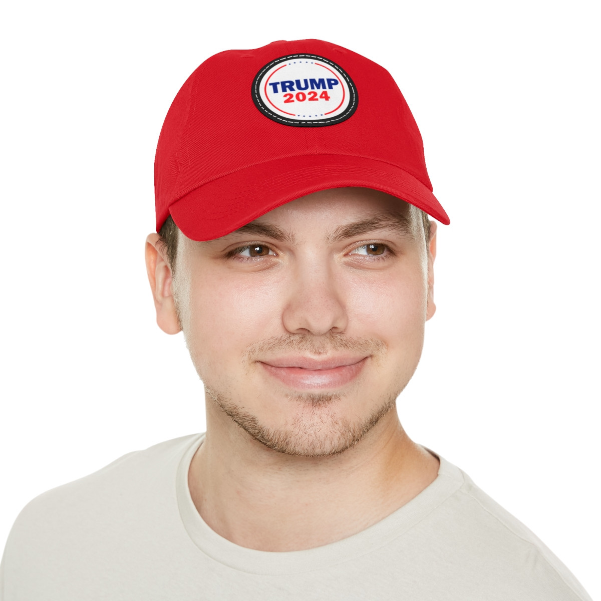 Trump 2024 Dad Hat with Leather Patch (Round)