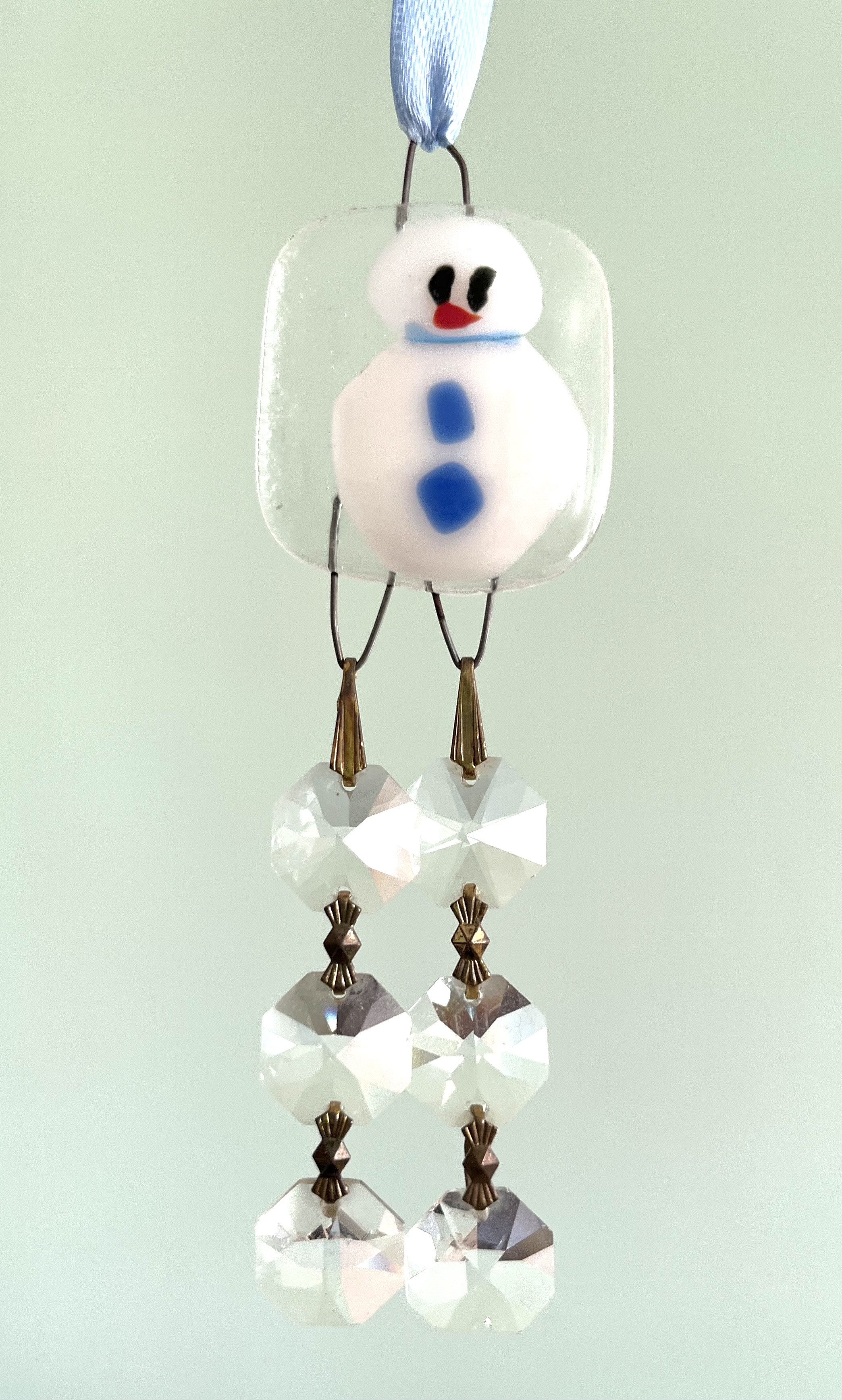 Glass Snowman Christmas Ornament