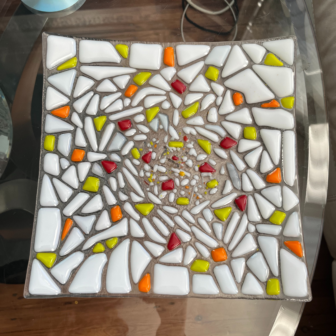 White Flurry Shallow Dish