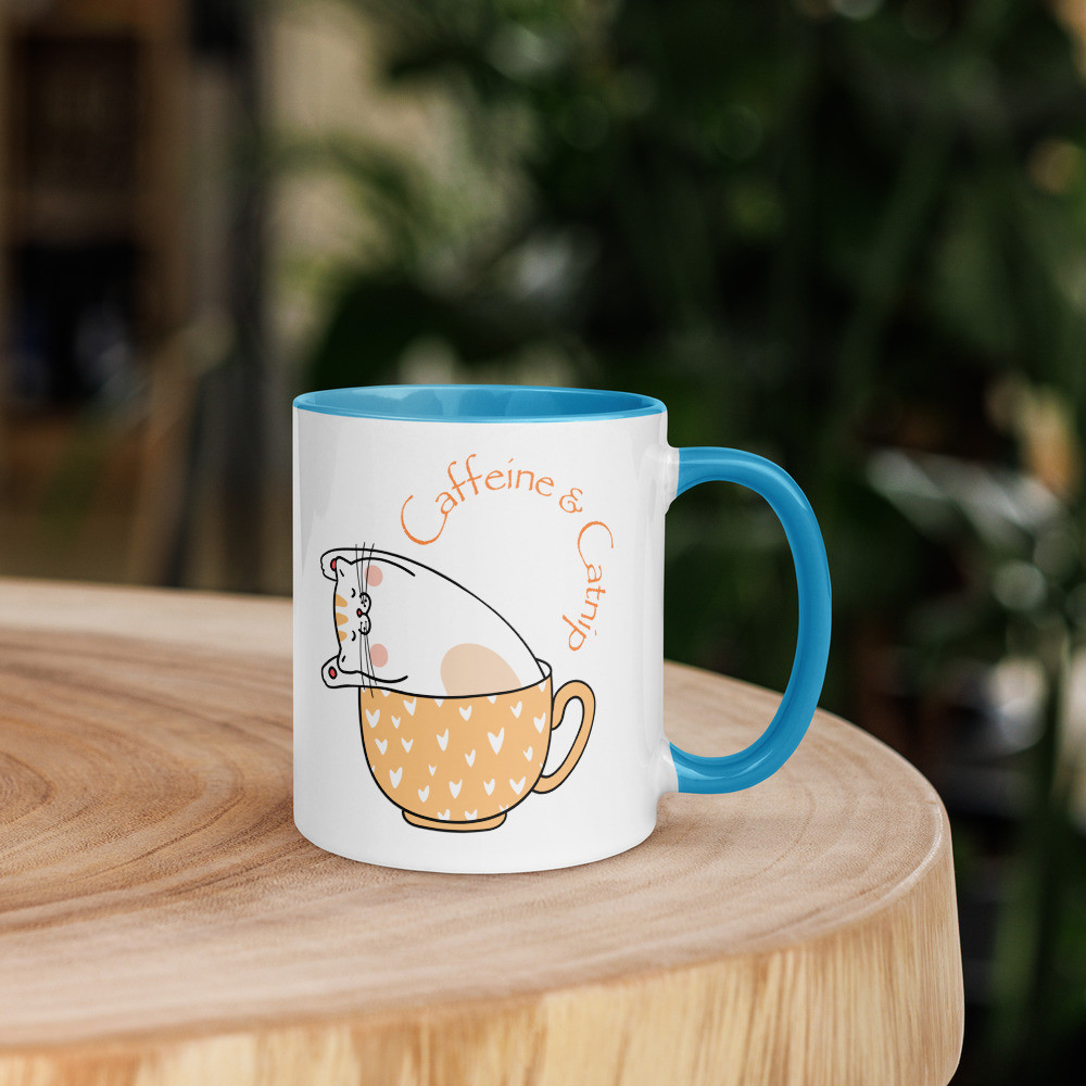 Caffeine & Catnip Mug with Color Inside