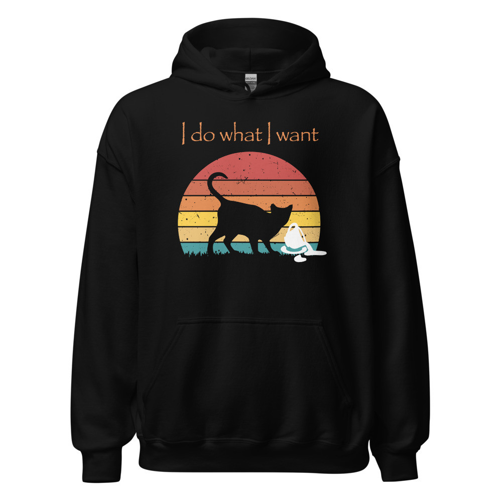 I Do What I Want Retro Cat Unisex Hoodie