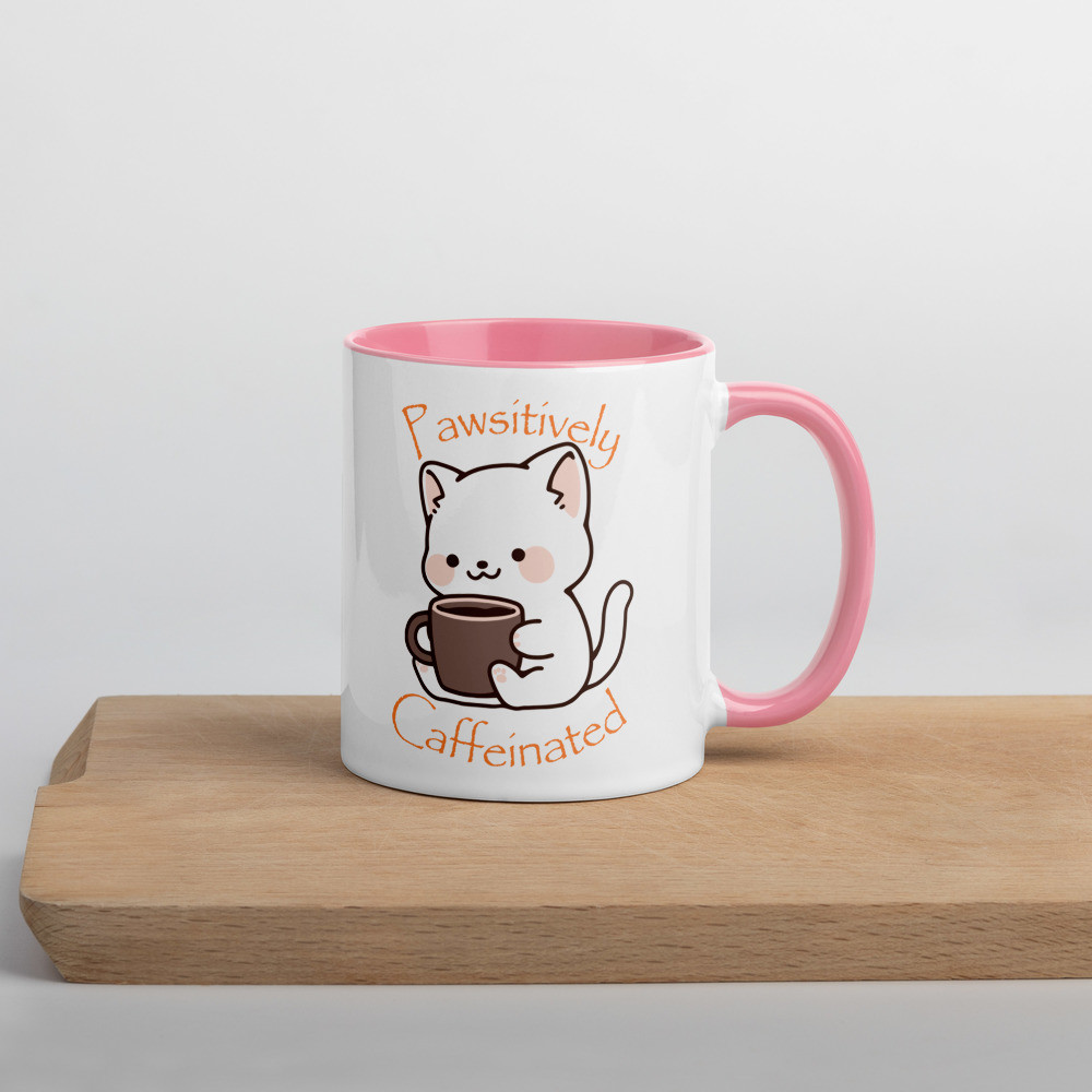 Pawsitively Caffeinated Mug with Color Inside copy