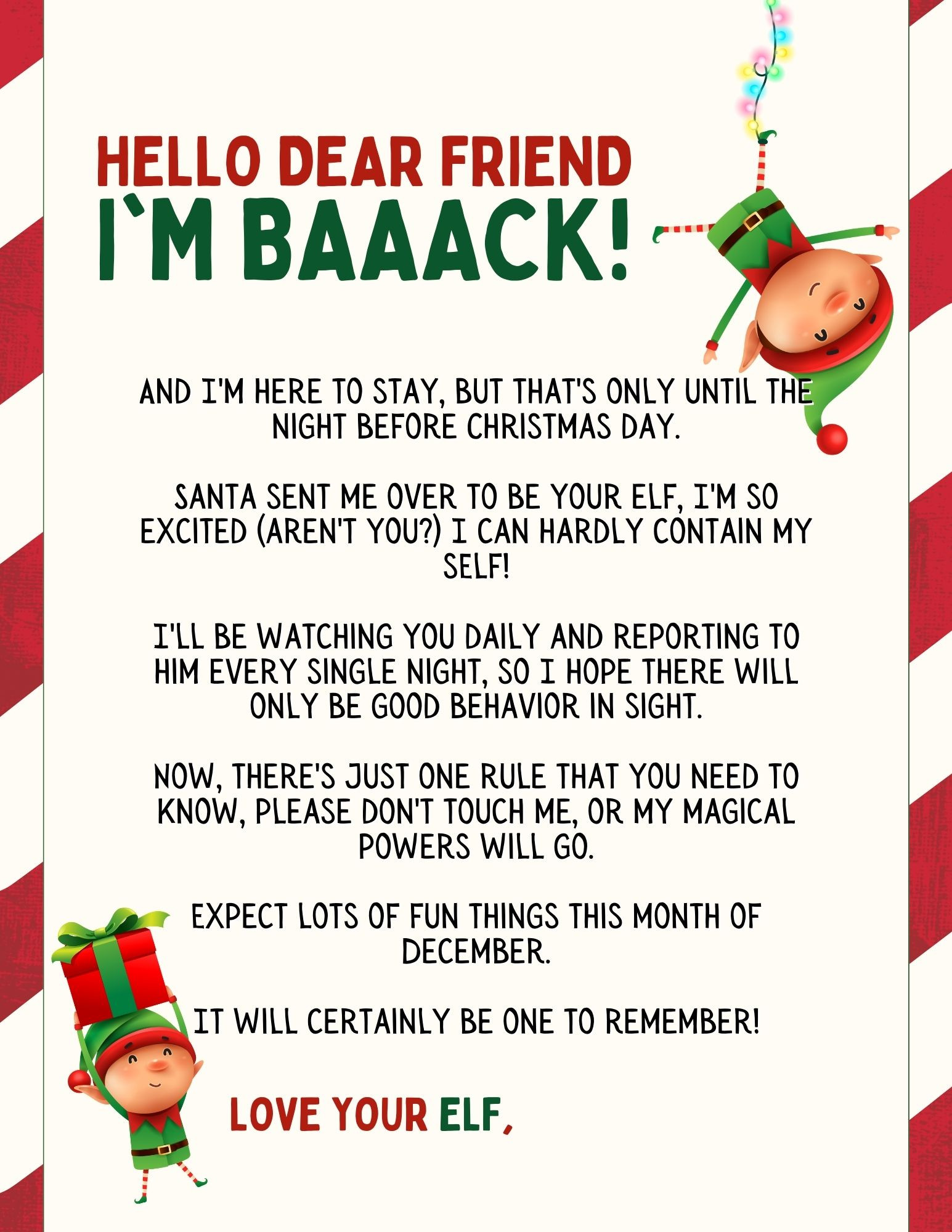 Elf on the Shelf Arrival and Departure Letter Printable Bundle
