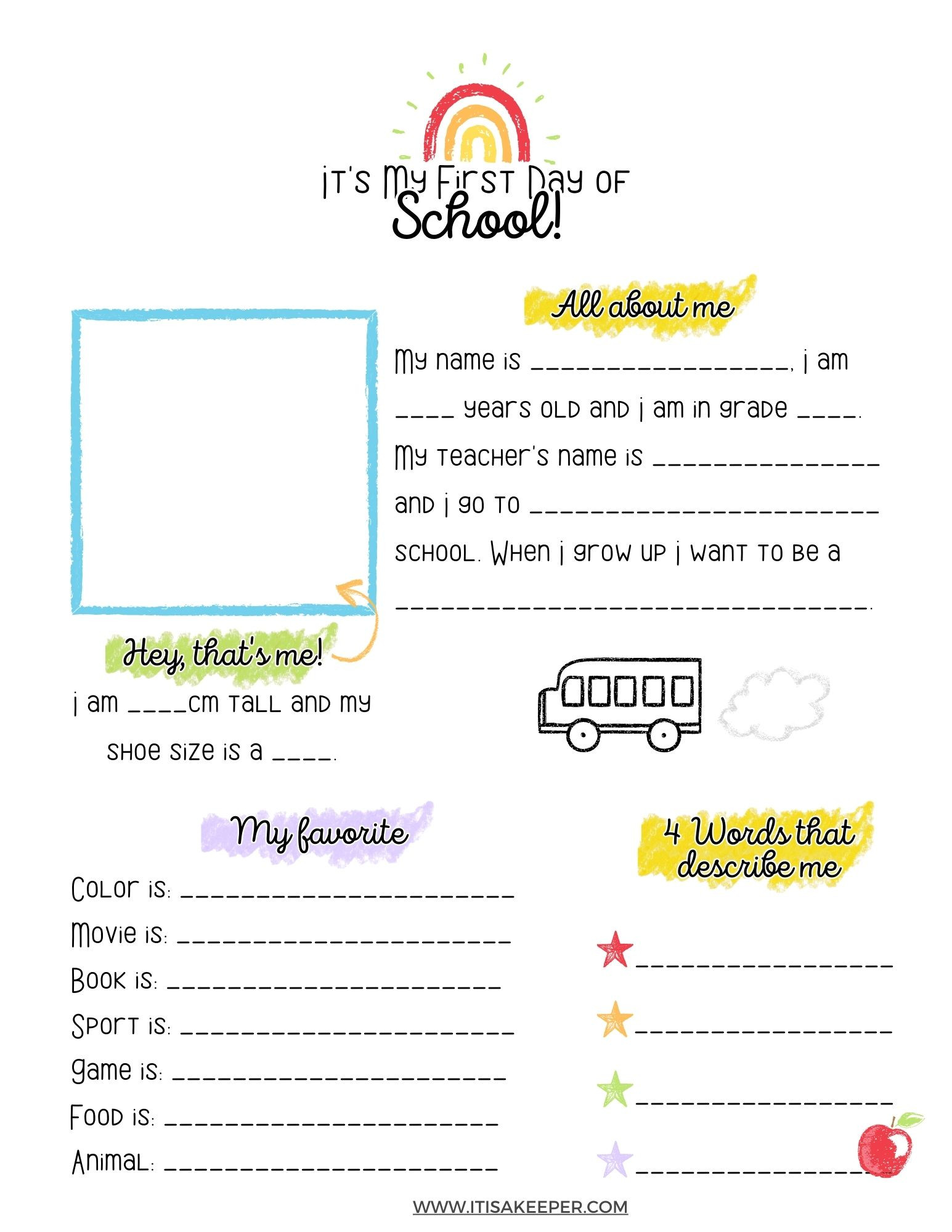 Back to School Questionnaire Printable Bundle