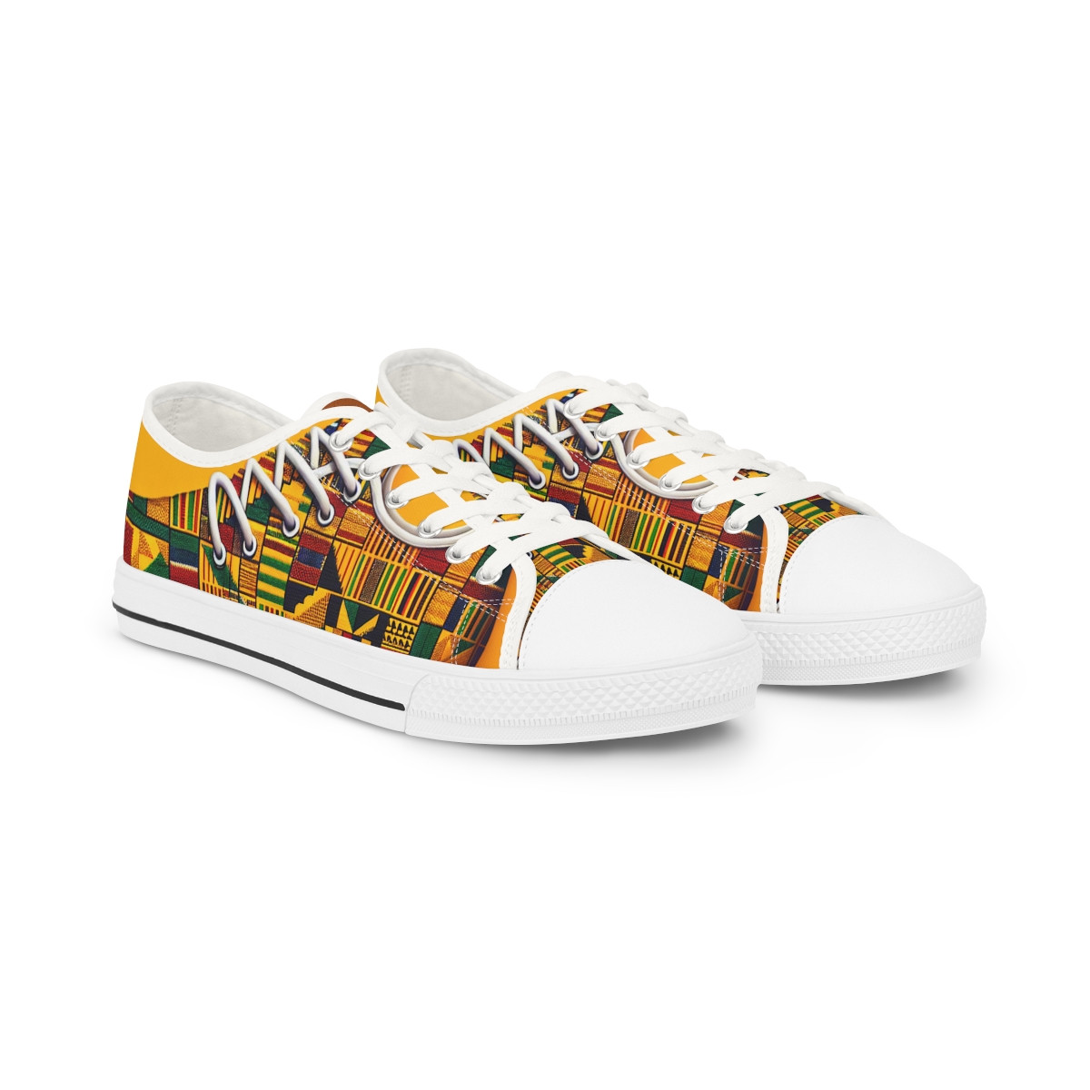 "Kente Kicks: AfroFusion Steps" - Men's Lowtop Sneakers