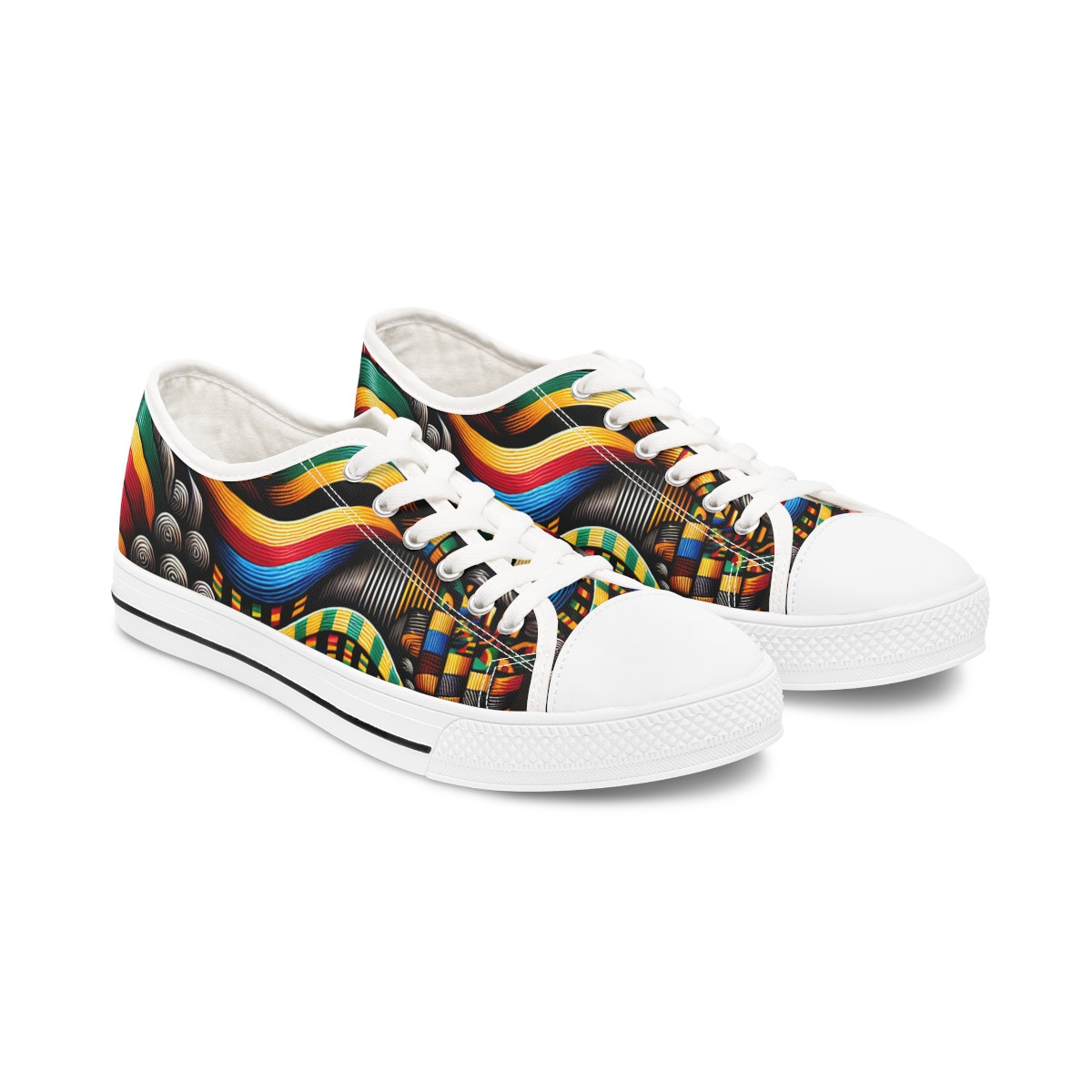 "AfroRhythm Kente Kicks" - Women's Lowtop Sneakers