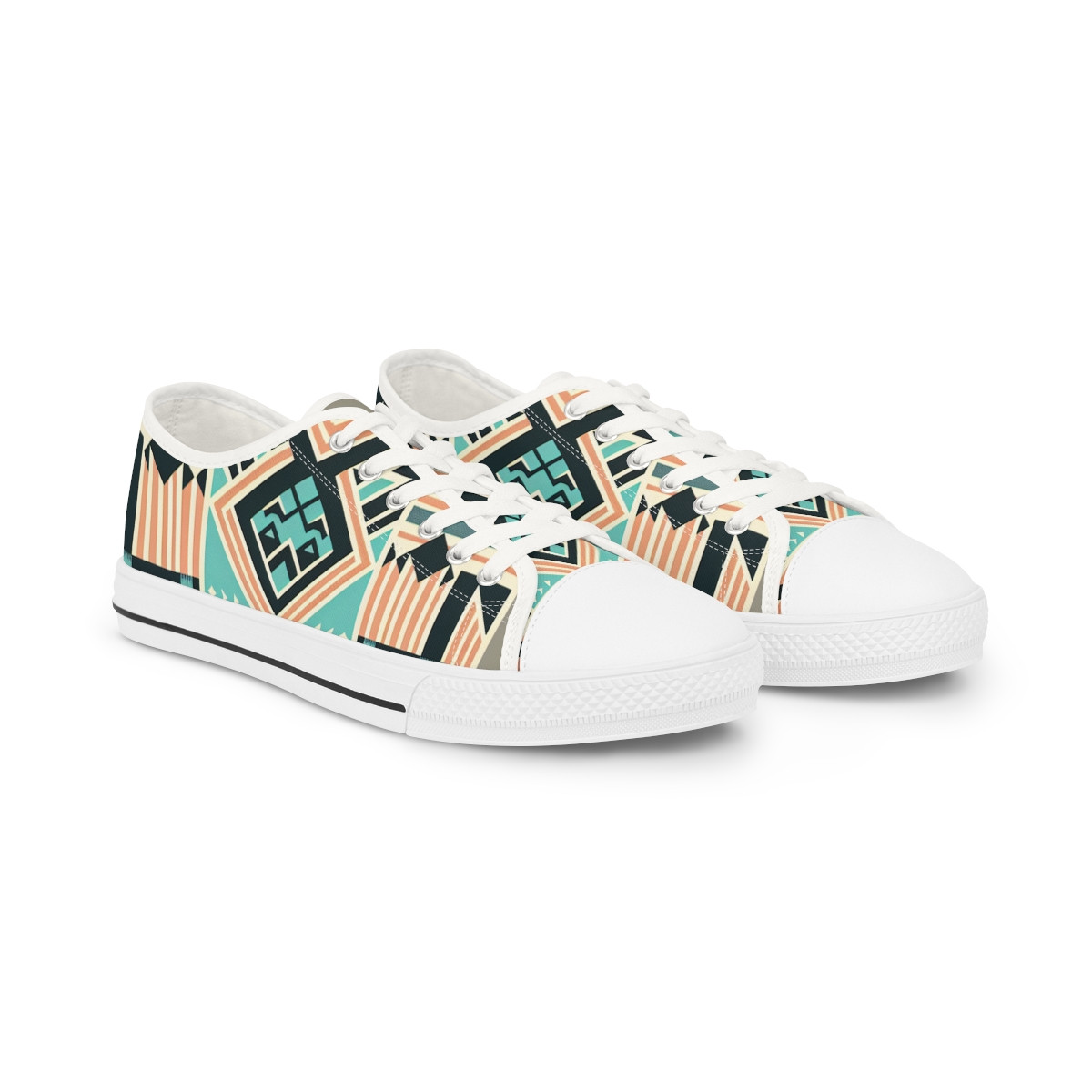 "Heritage Stride: Kente Kaleidoscope Sneakers" - Men's Lowtop Sneakers