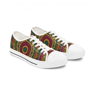 "AfroStride: Kente Kicks" - Women's Lowtop Sneakers