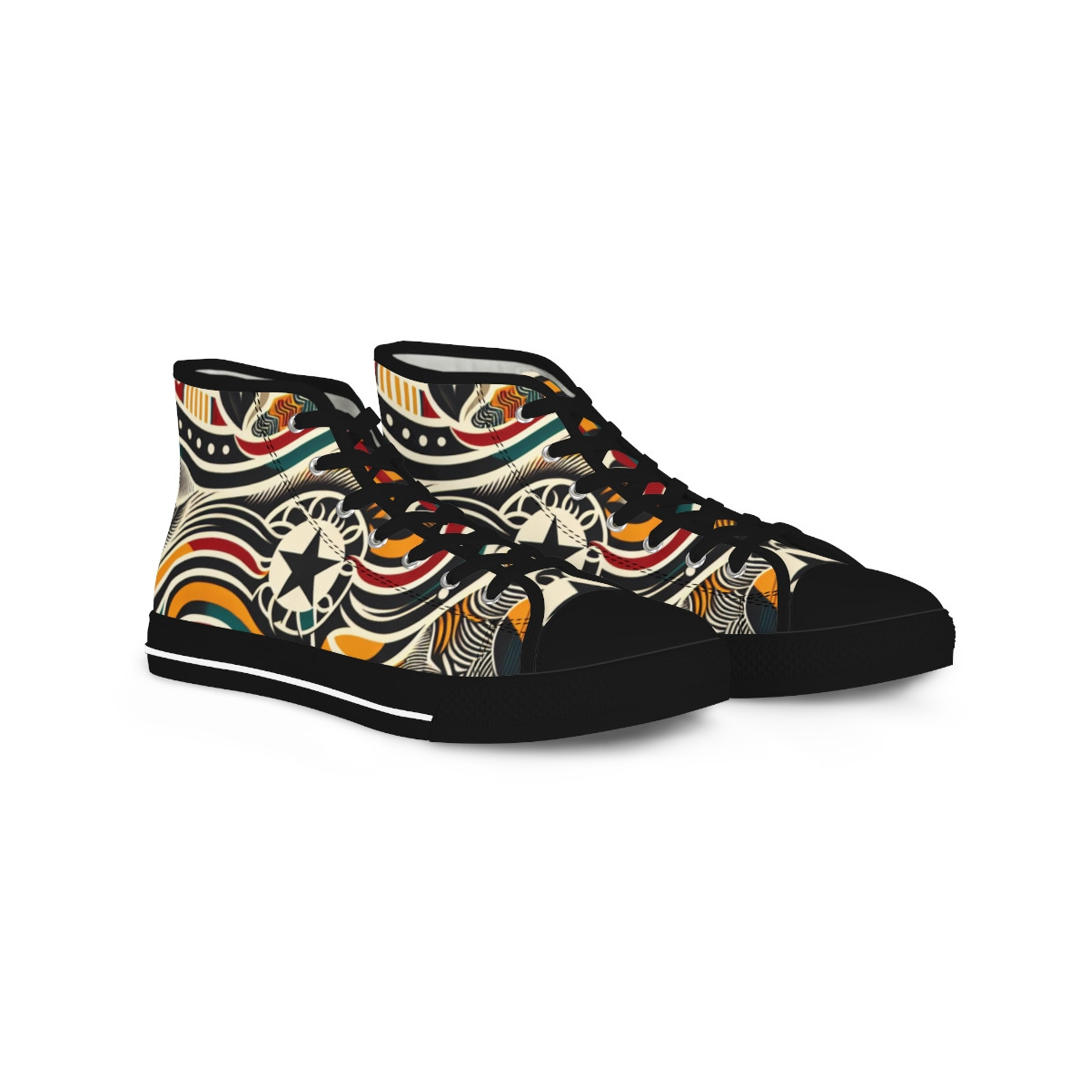 "Kente Kaleidoscope Kicks" - Men's High top Sneakers
