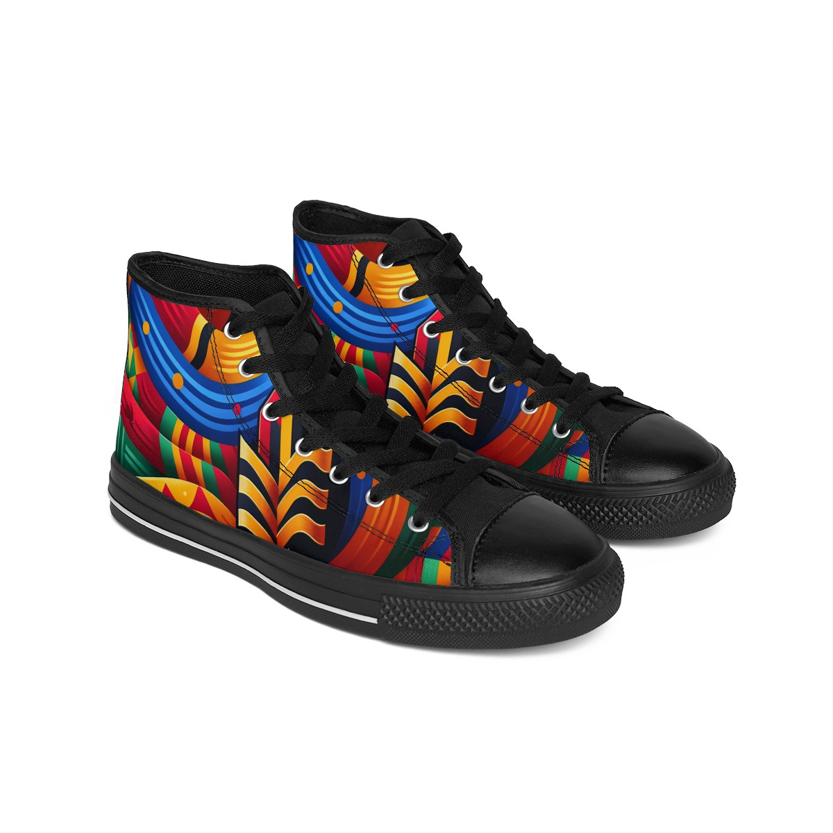 "Heritage Stride: Kente Kaleidoscope Sneakers" - Men's Classic Sneakers