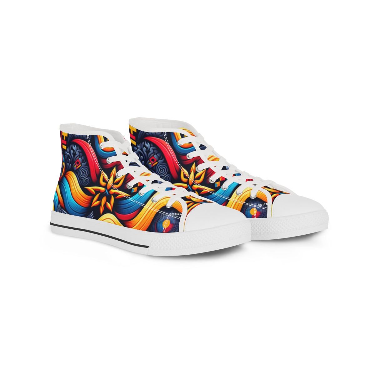 "Heritage Stride: Kente Kaleidoscope Sneakers" - Men's High top Sneakers