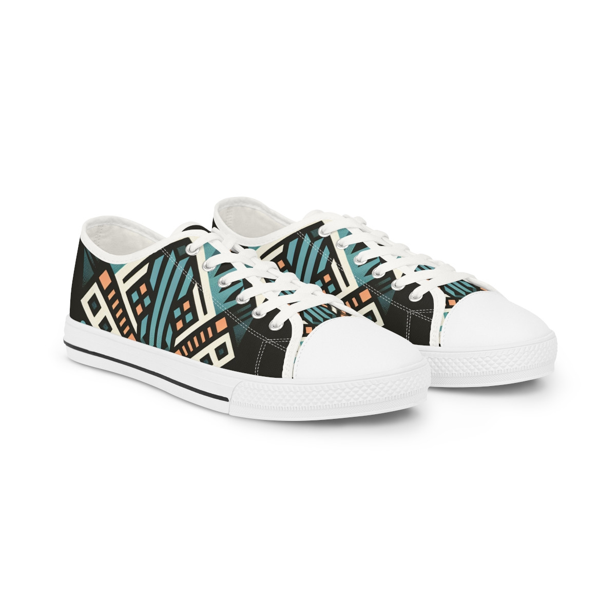 "Heritage Stride: Kente Kaleidoscope Sneakers" - Men's Lowtop Sneakers