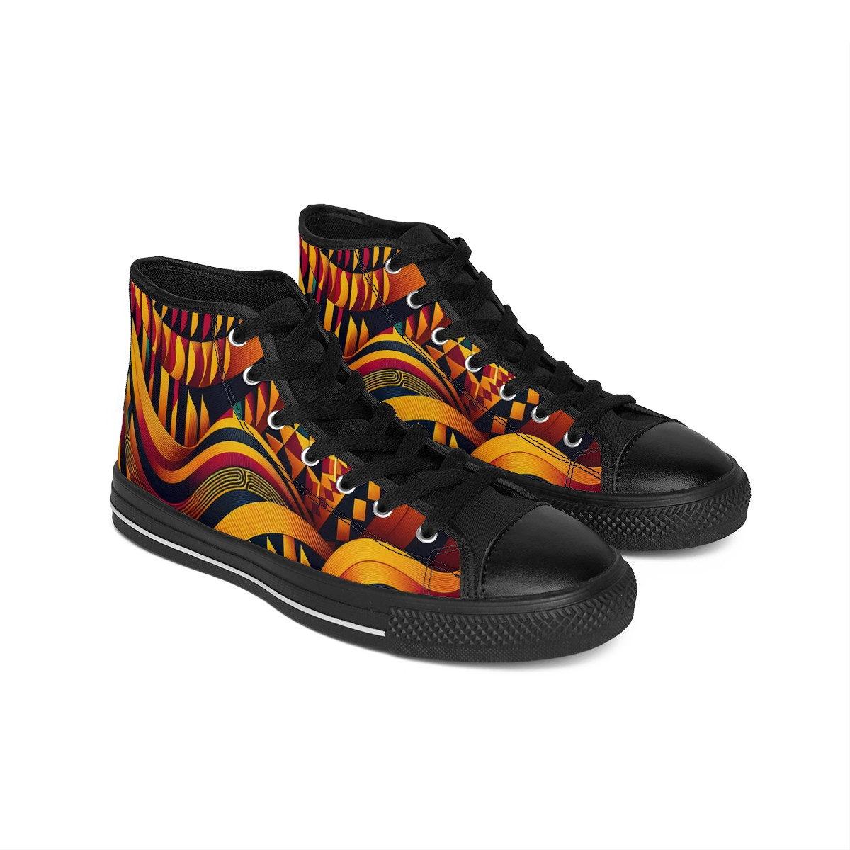 "AfroPulse Kente Kicks" - Women's Classic Sneakers