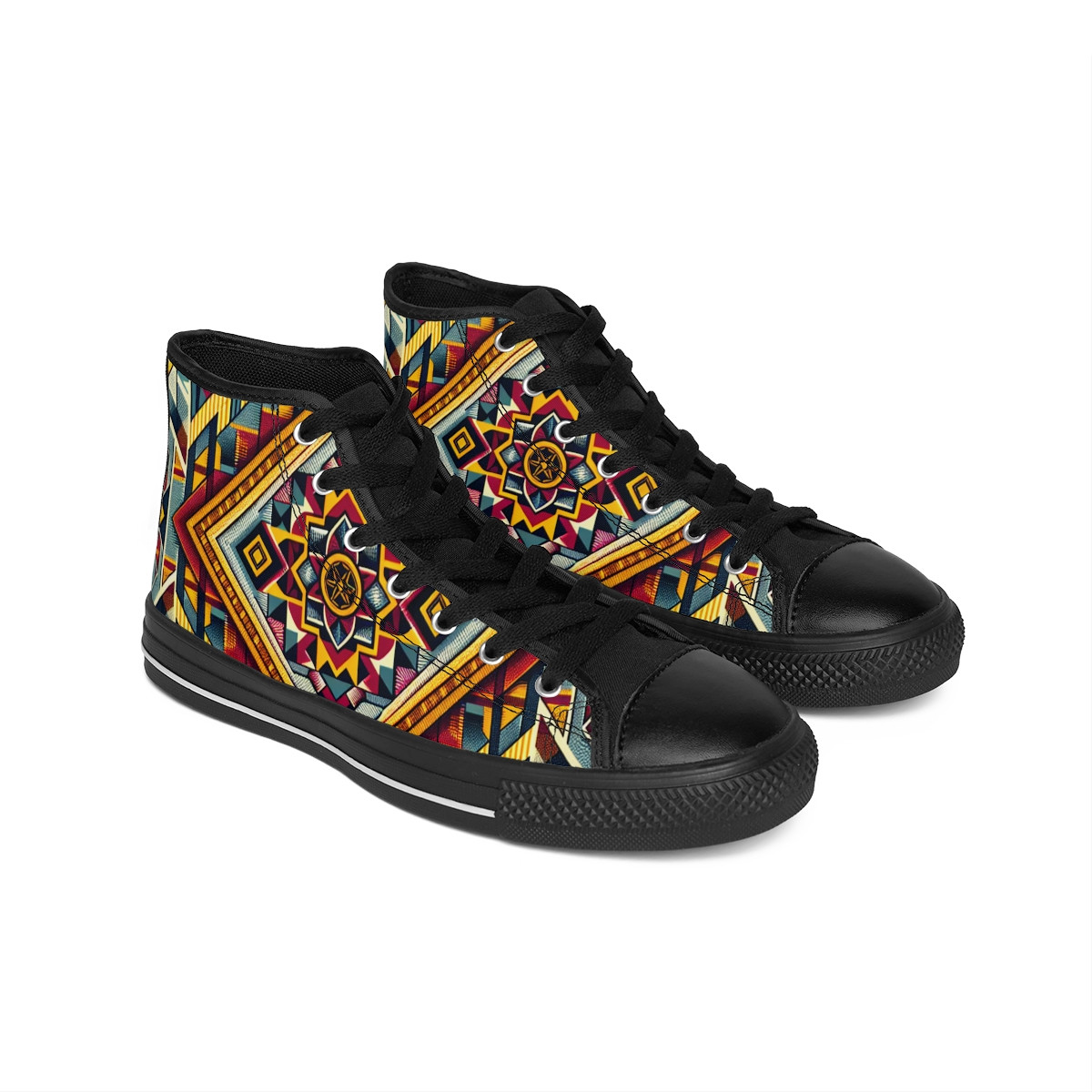 "AfroVibe Kente Kicks" - Women's Classic Sneakers