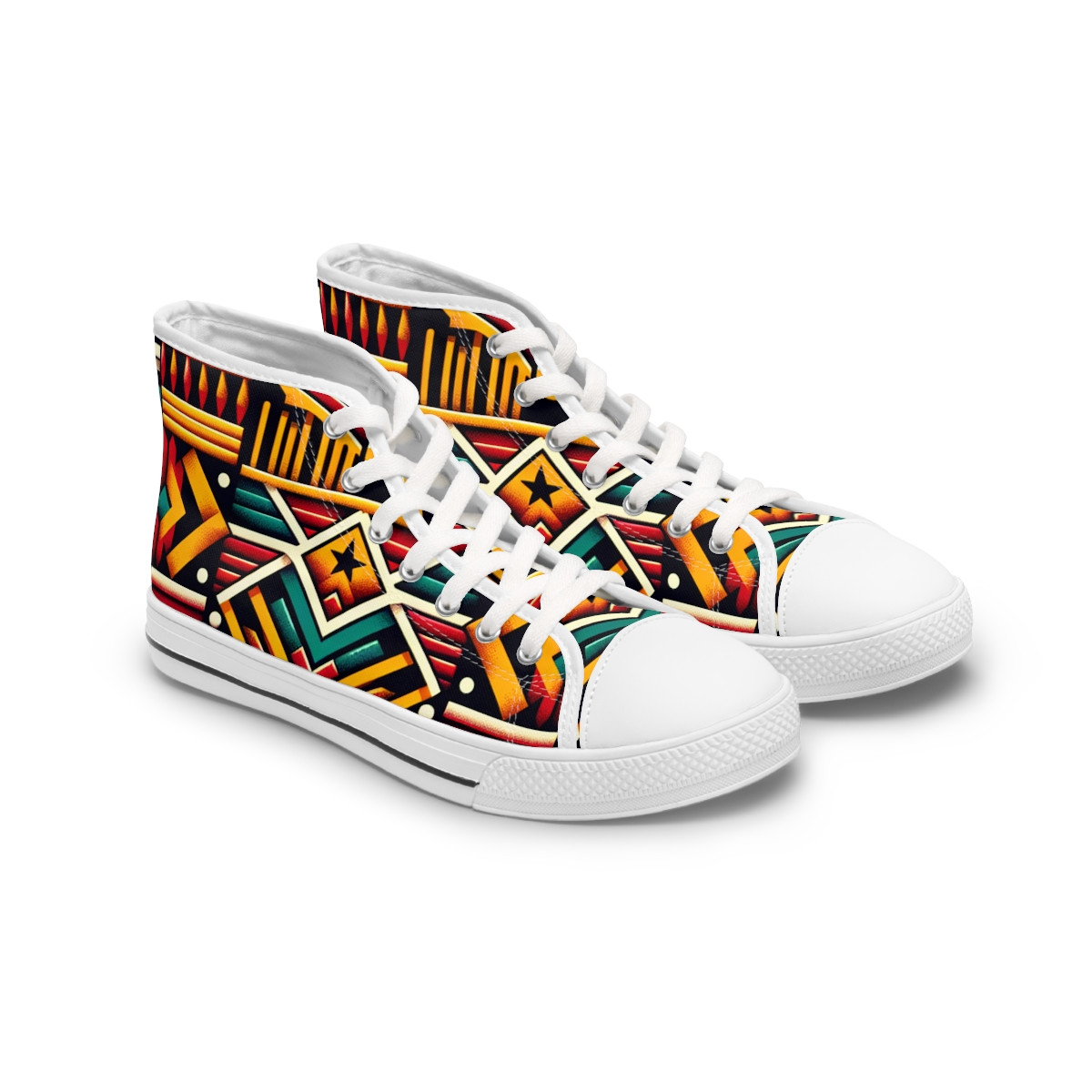 "AfroPulse Kente Kicks" - Womn's High top Sneakers
