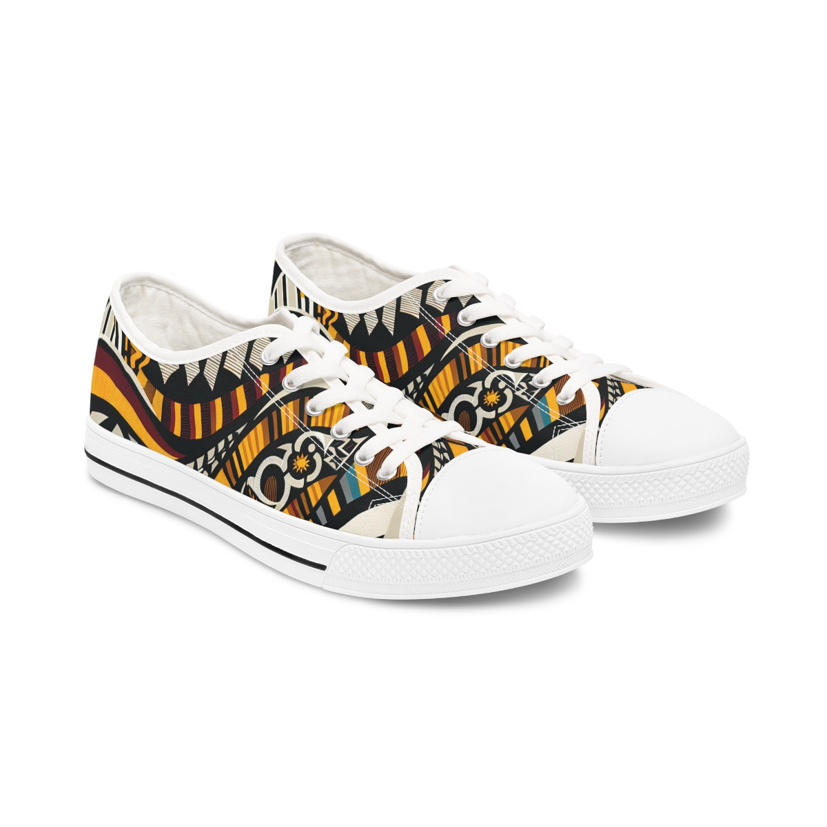 "AfroCentricStride: Kente Kaleidoscope Sneakers" - Women's Lowtop Sneakers