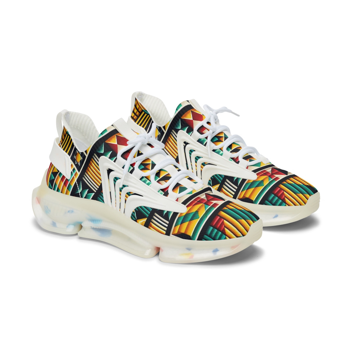 "AfroFusion Kente Kicks" - Women's Mesh Sneaker