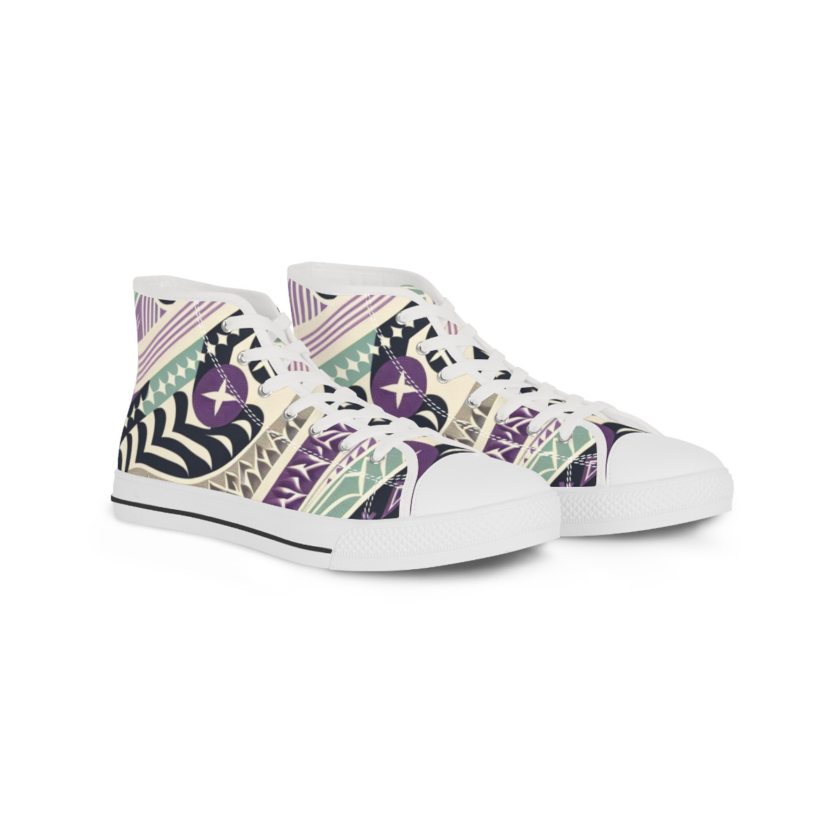 "KenteKicks: AfroFusion Sneakers" - Men's High top Sneakers