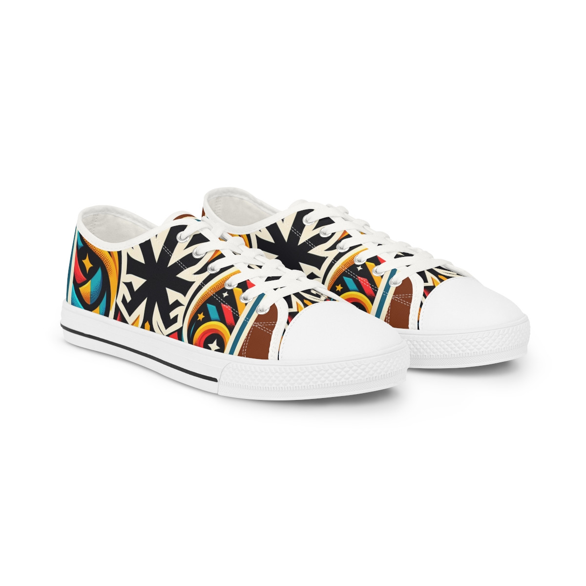 "Ashanti Steps: Kente-Twist Sneakers" - Men's Lowtop Sneakers