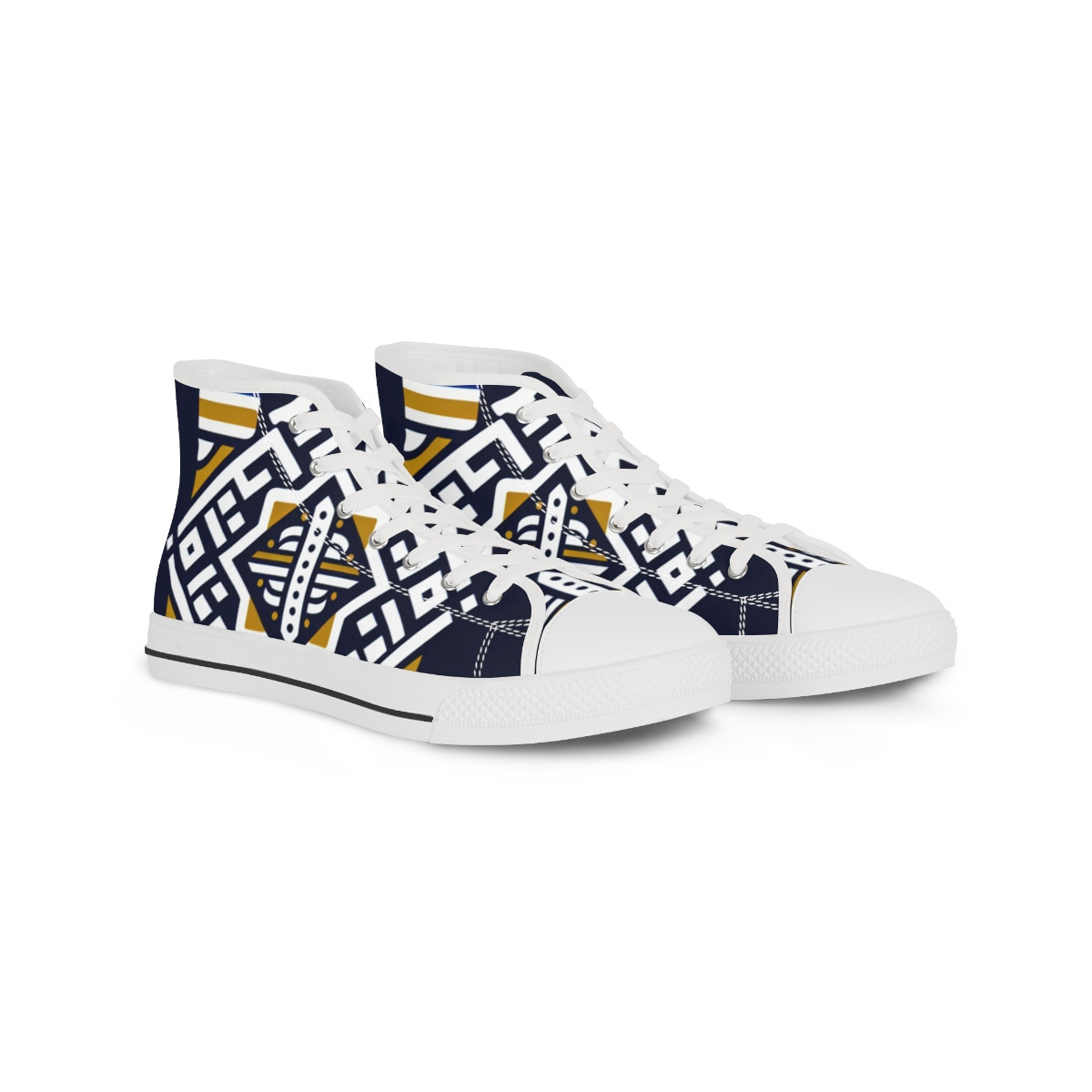 "Heritage Stride: Afrocentric Kente Kicksters" - Men's High top Sneakers