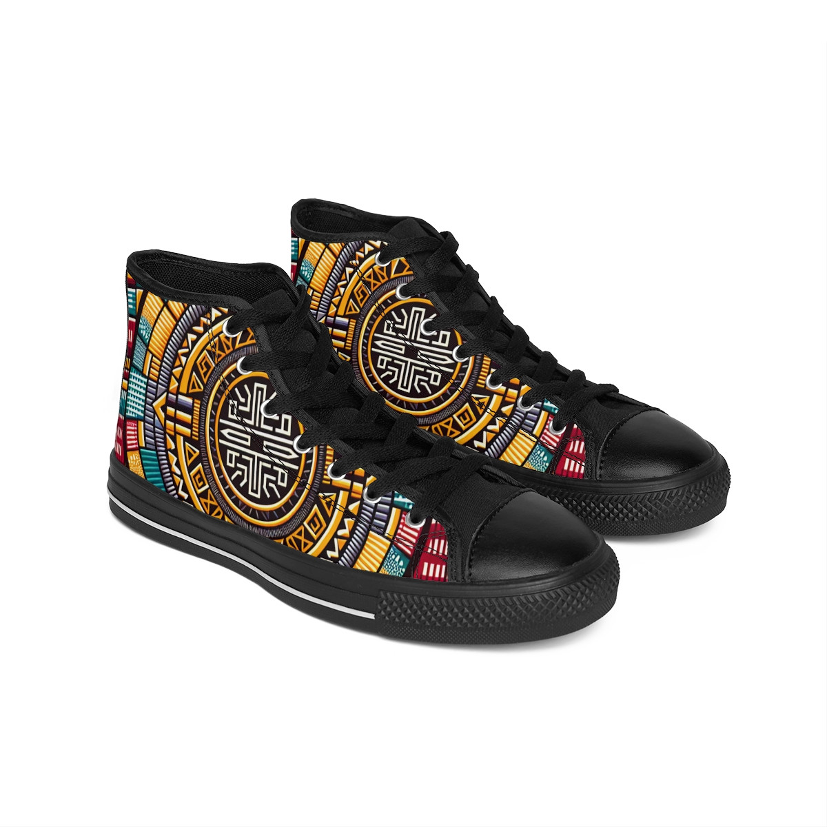 "HeritageStride Kente Kicks" - Women's Classic Sneakers