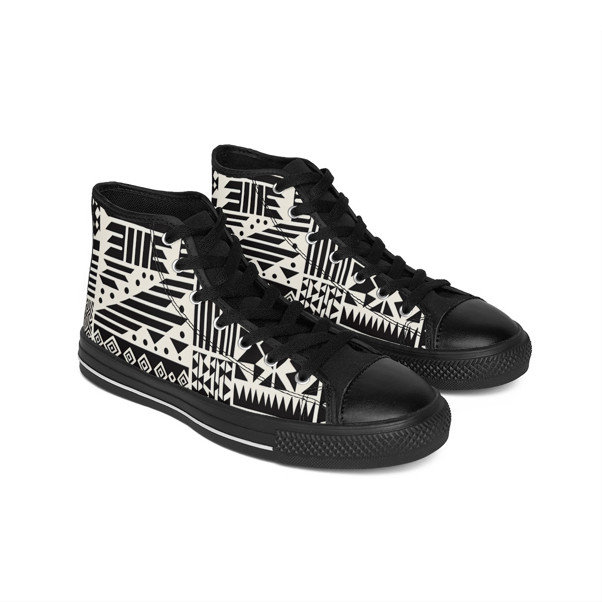"Heritage Hi-Steps: Kente Kaleidoscope Kicks" - Women's Classic Sneakers