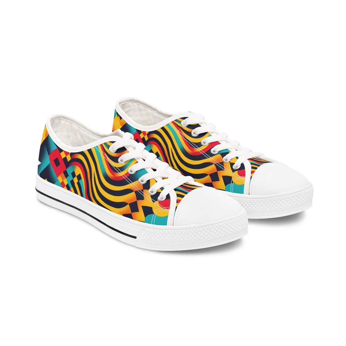 "AfroFusion Kente Kicks" - Women's Lowtop Sneakers